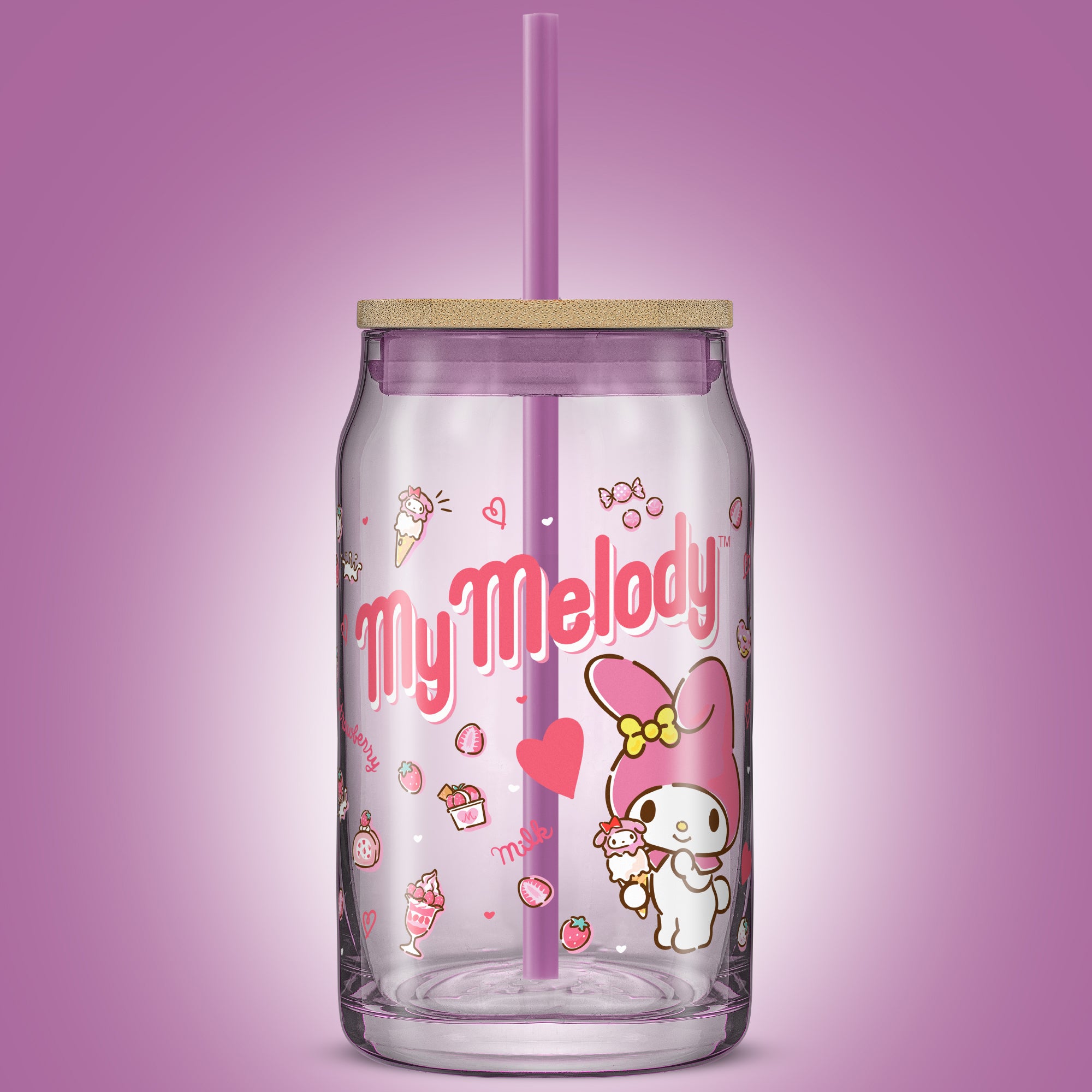 Hello Kitty® and Friends Favorite Flavor My Melody Glass Tumbler with Bamboo Lid and Straw