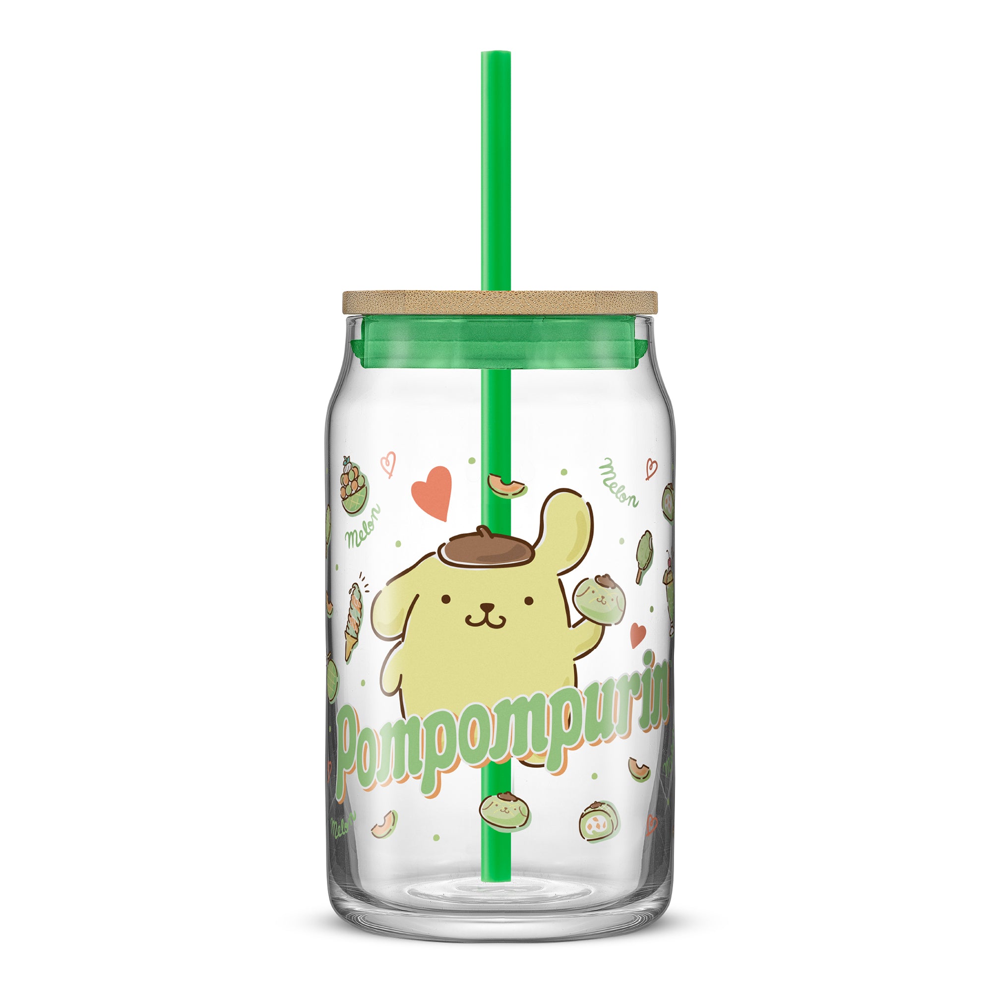 Hello Kitty® and Friends Favorite Flavor Pompompurin Glass Tumbler with Bamboo Lid and Straw