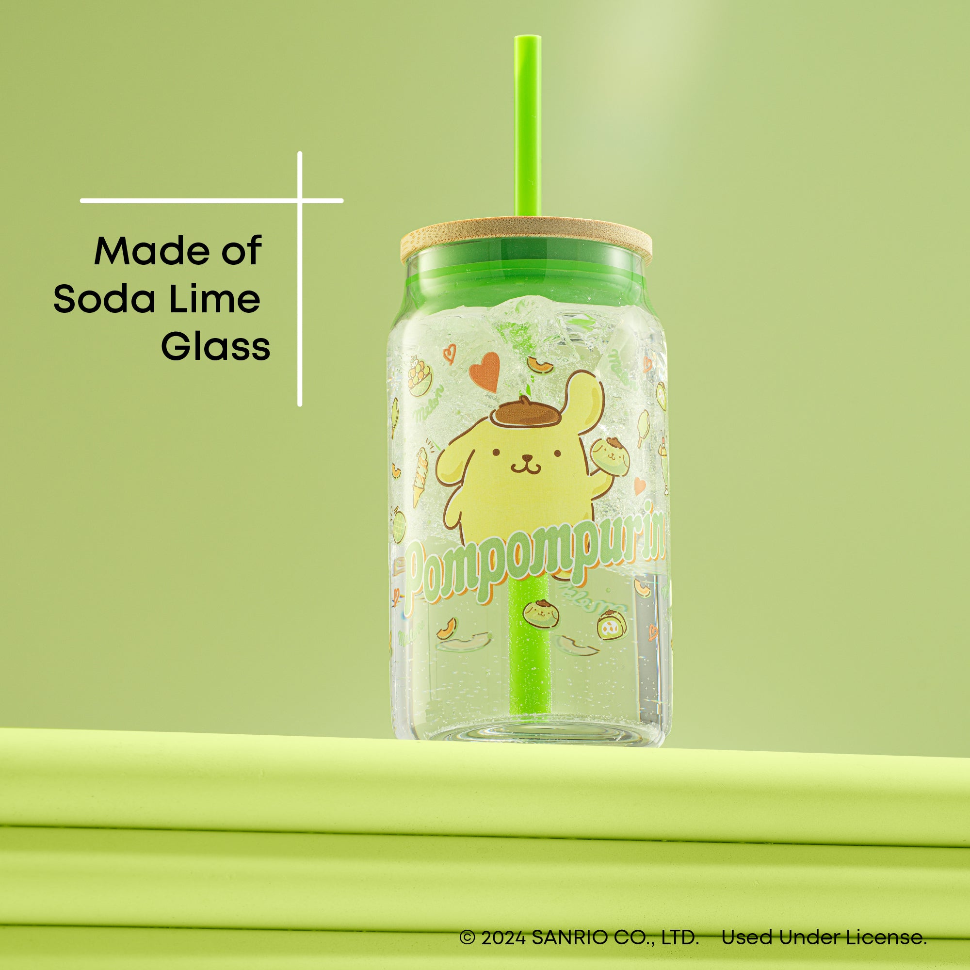 Hello Kitty® and Friends Favorite Flavor Pompompurin Glass Tumbler with Bamboo Lid and Straw