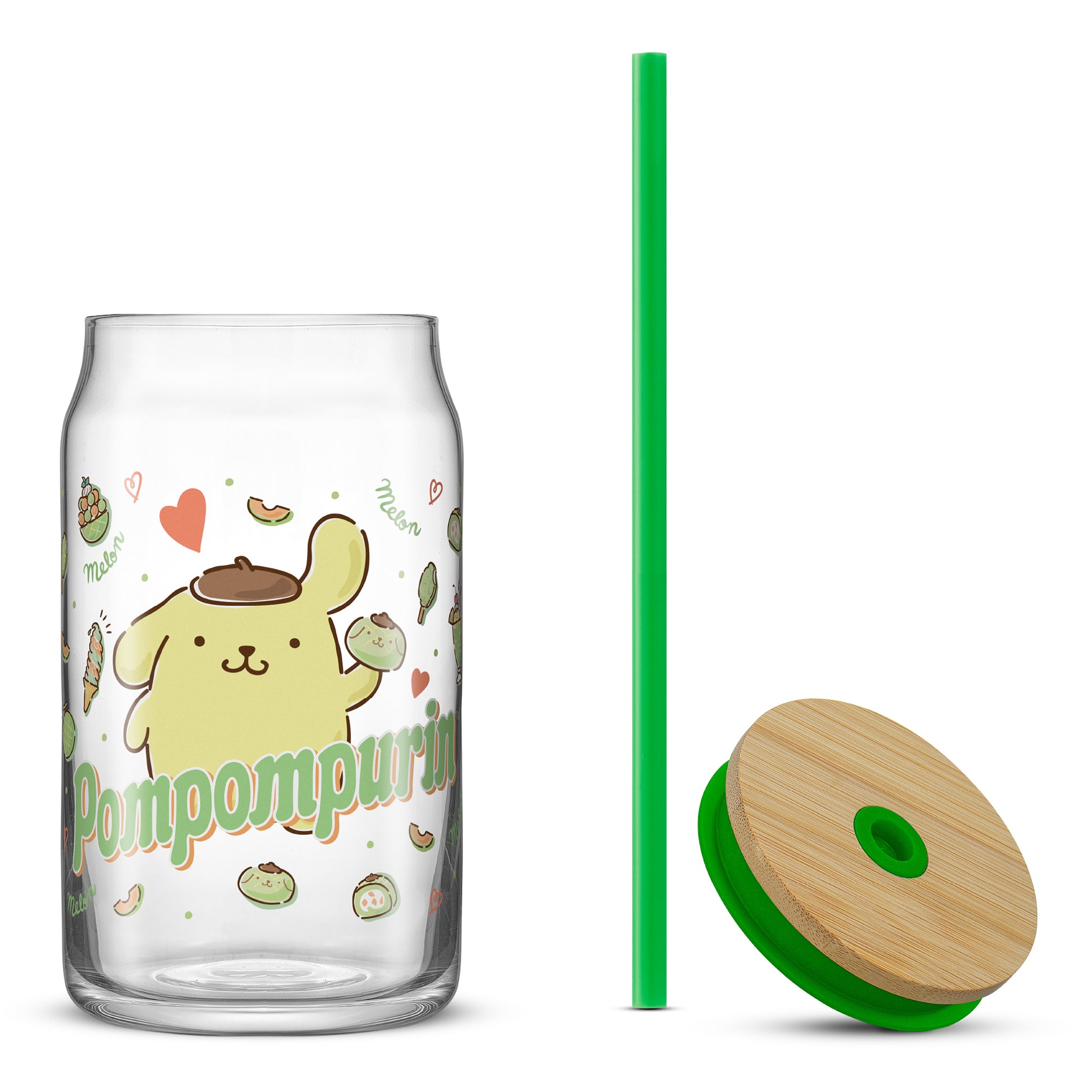 Hello Kitty® and Friends Favorite Flavor Pompompurin Glass Tumbler with Bamboo Lid and Straw