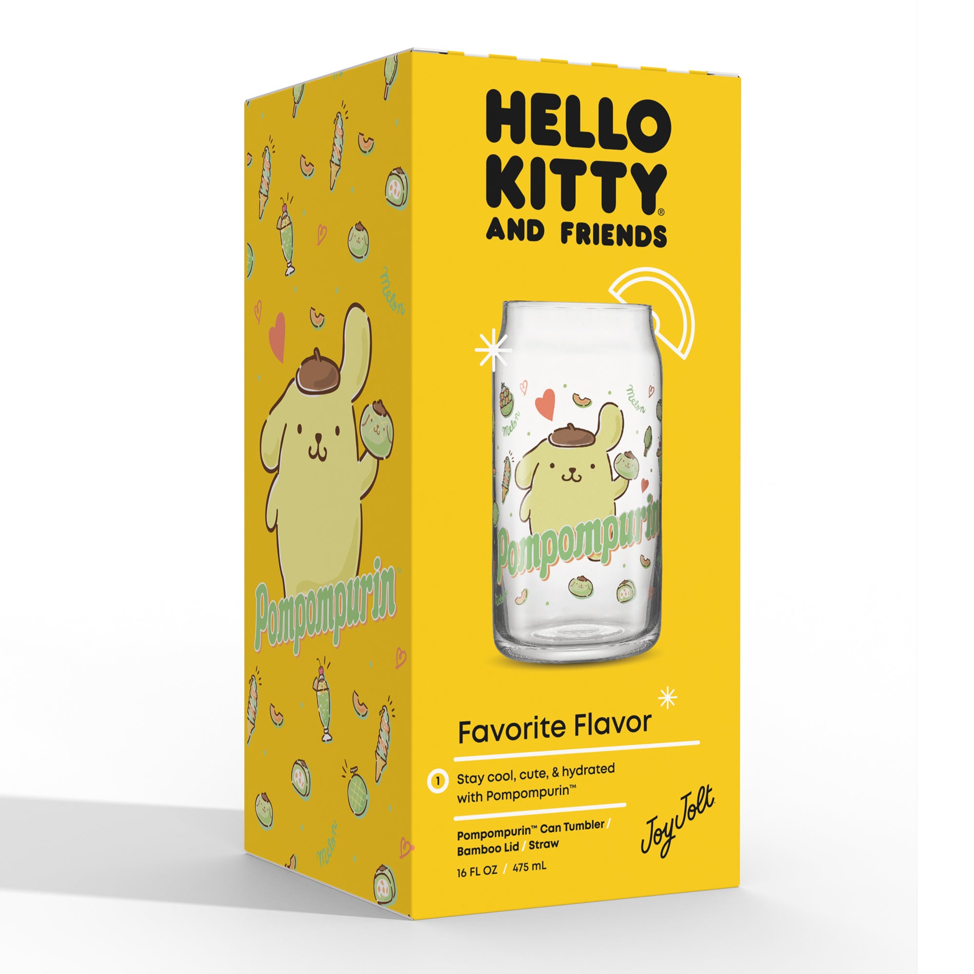 Hello Kitty® and Friends Favorite Flavor Pompompurin Glass Tumbler with Bamboo Lid and Straw