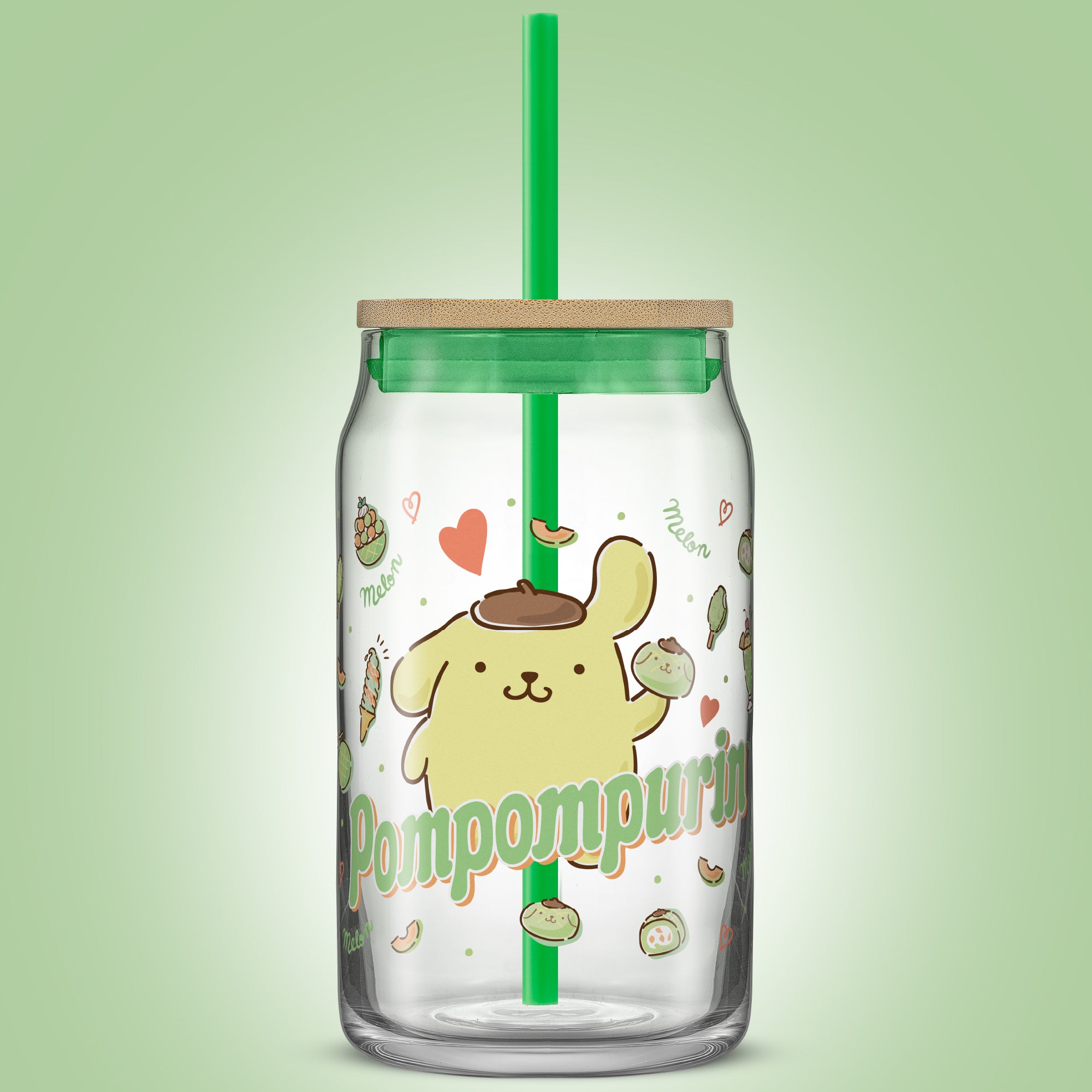 Hello Kitty® and Friends Favorite Flavor Pompompurin Glass Tumbler with Bamboo Lid and Straw