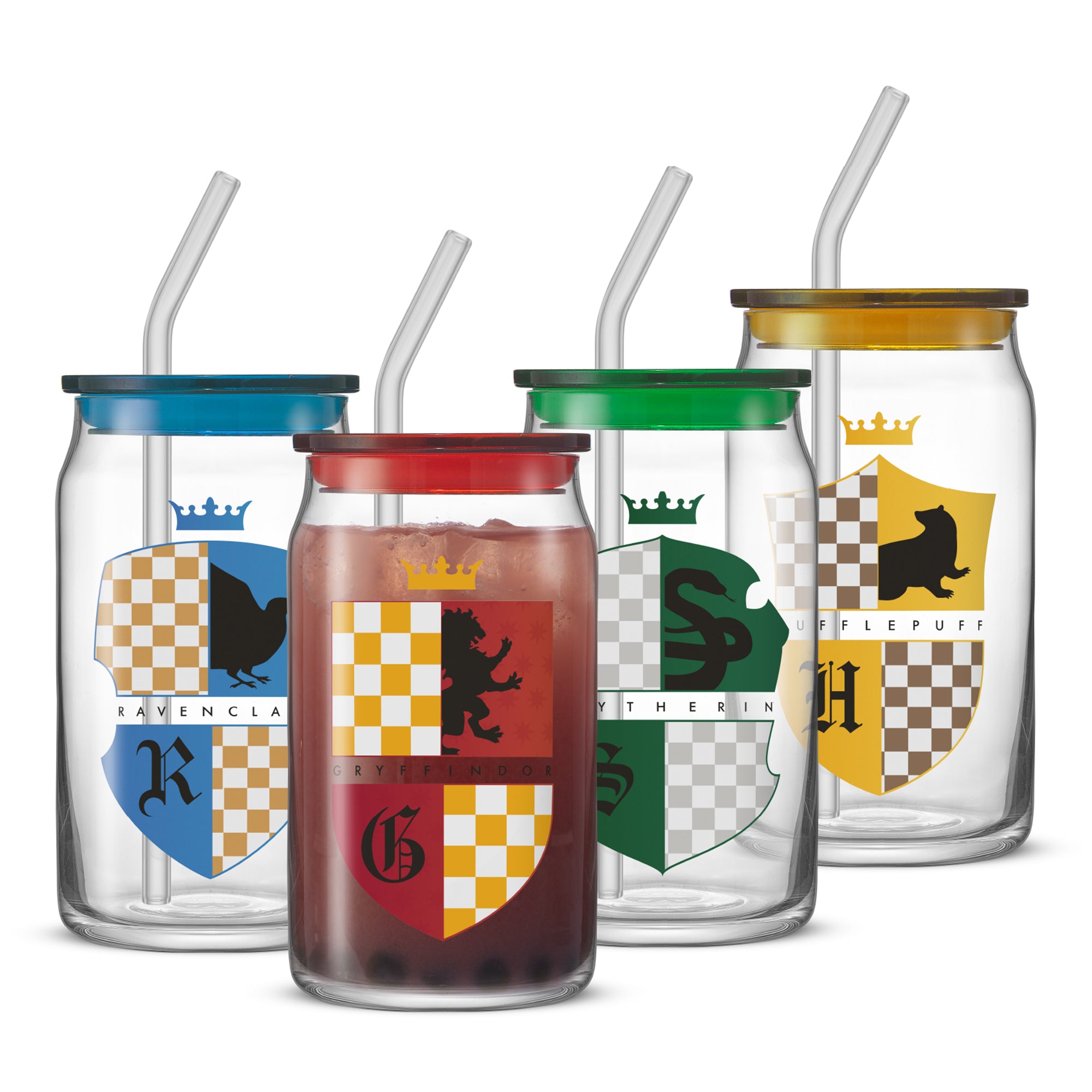 Harry Potter House Crests Tumbler Glasses with Lids