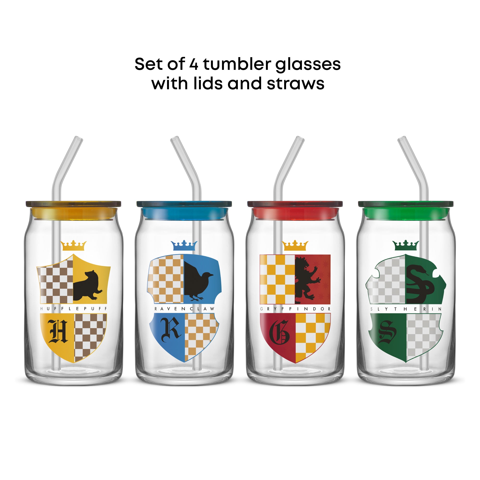 Harry Potter House Crests Tumbler Glasses with Lids