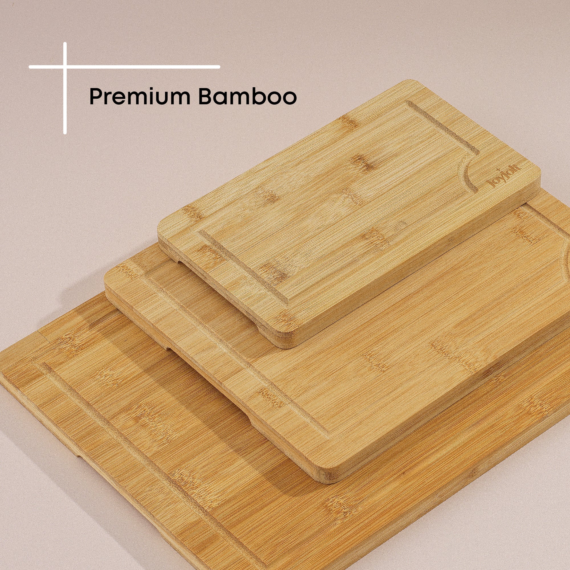 JoyJolt 3 Piece Bamboo Kitchen Cutting Board Set