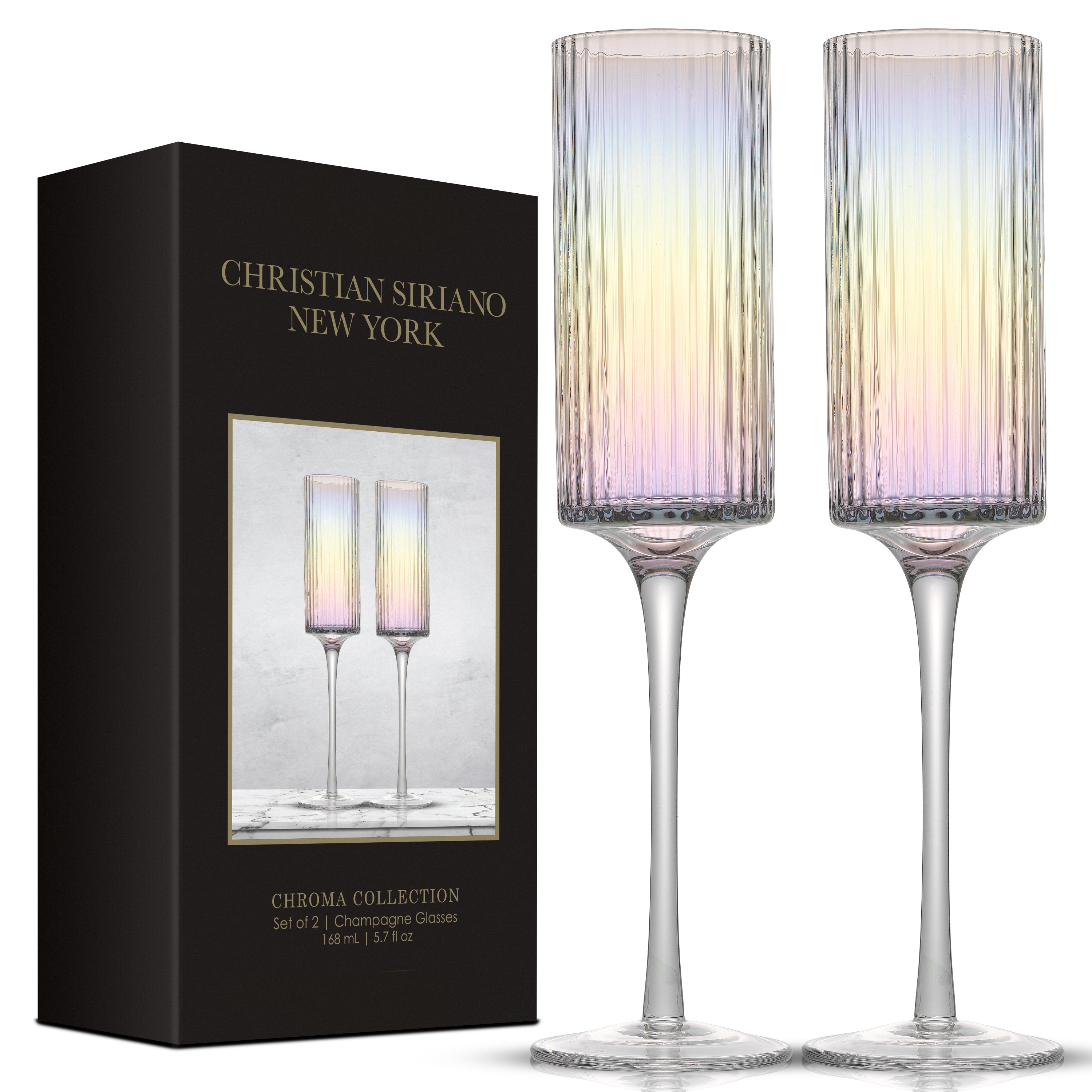 Christian Siriano New York Chroma Iridescent Champagne Flute Glass - 6 oz