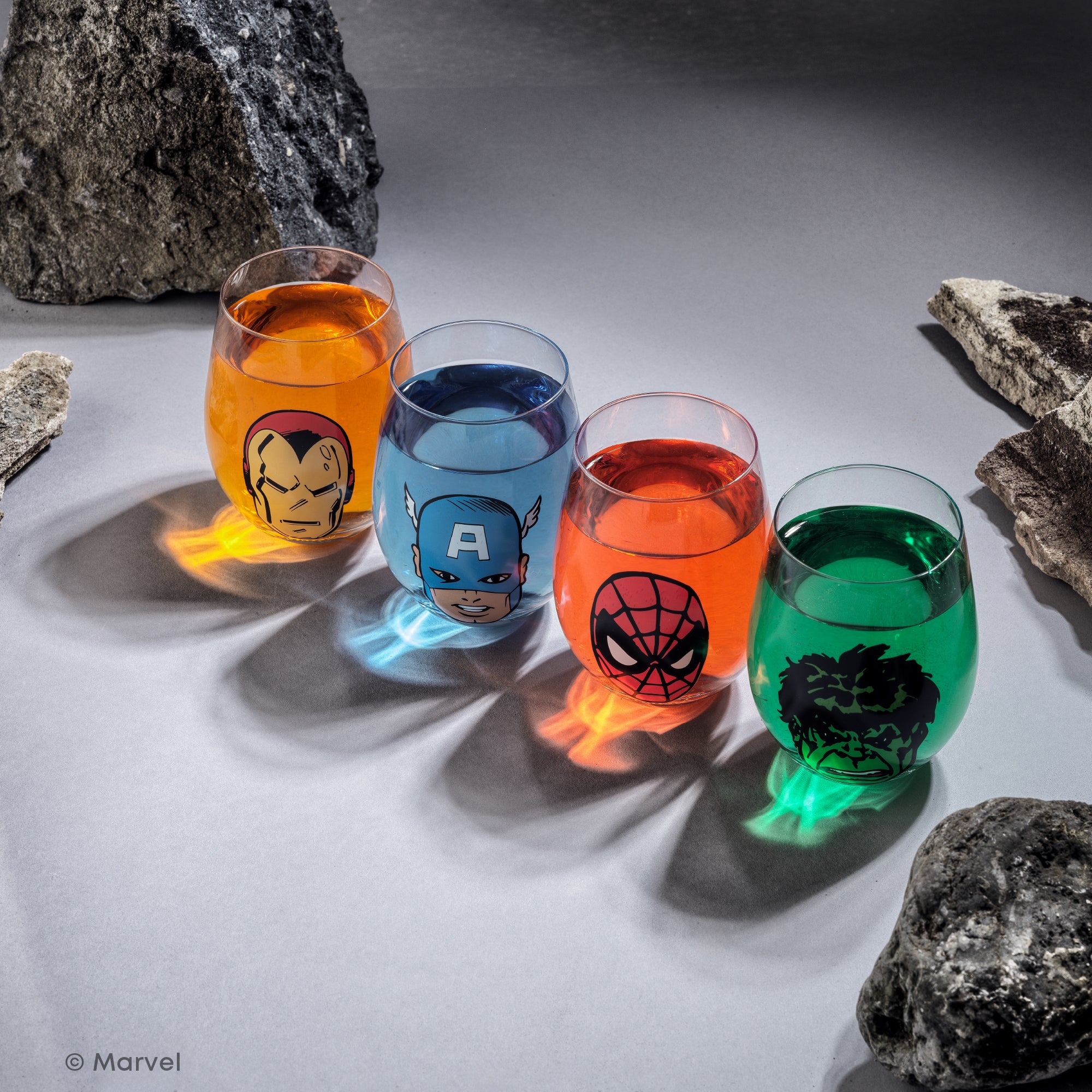 Marvel Heroes Stemless Drinking Glasses