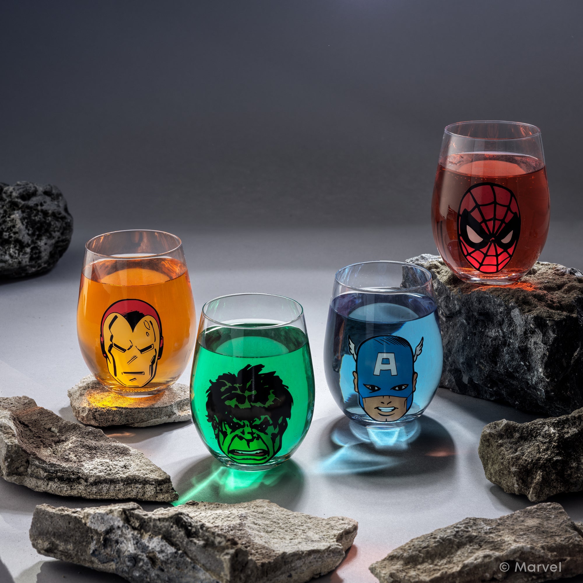 Marvel Heroes Stemless Drinking Glasses