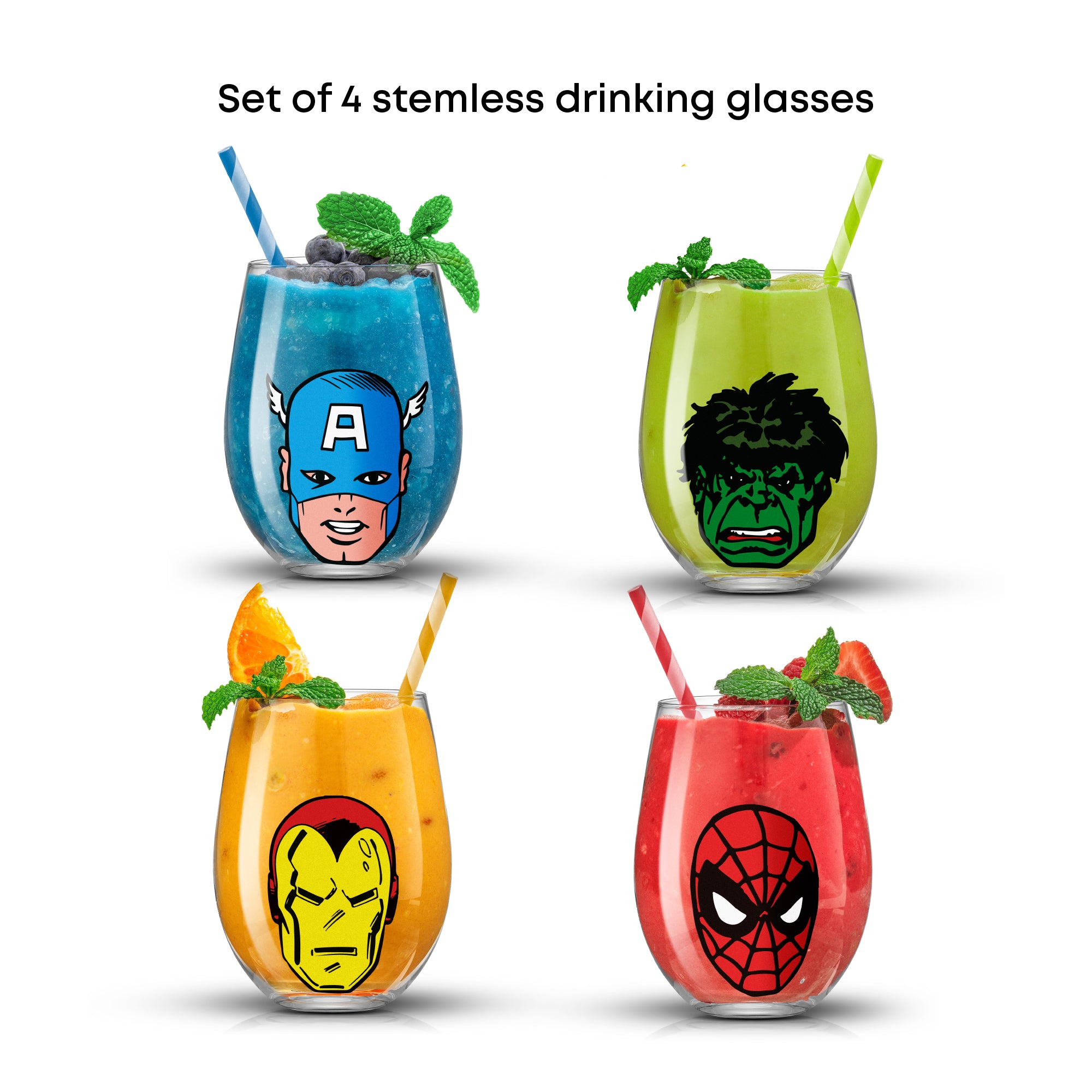 Marvel Heroes Stemless Drinking Glasses