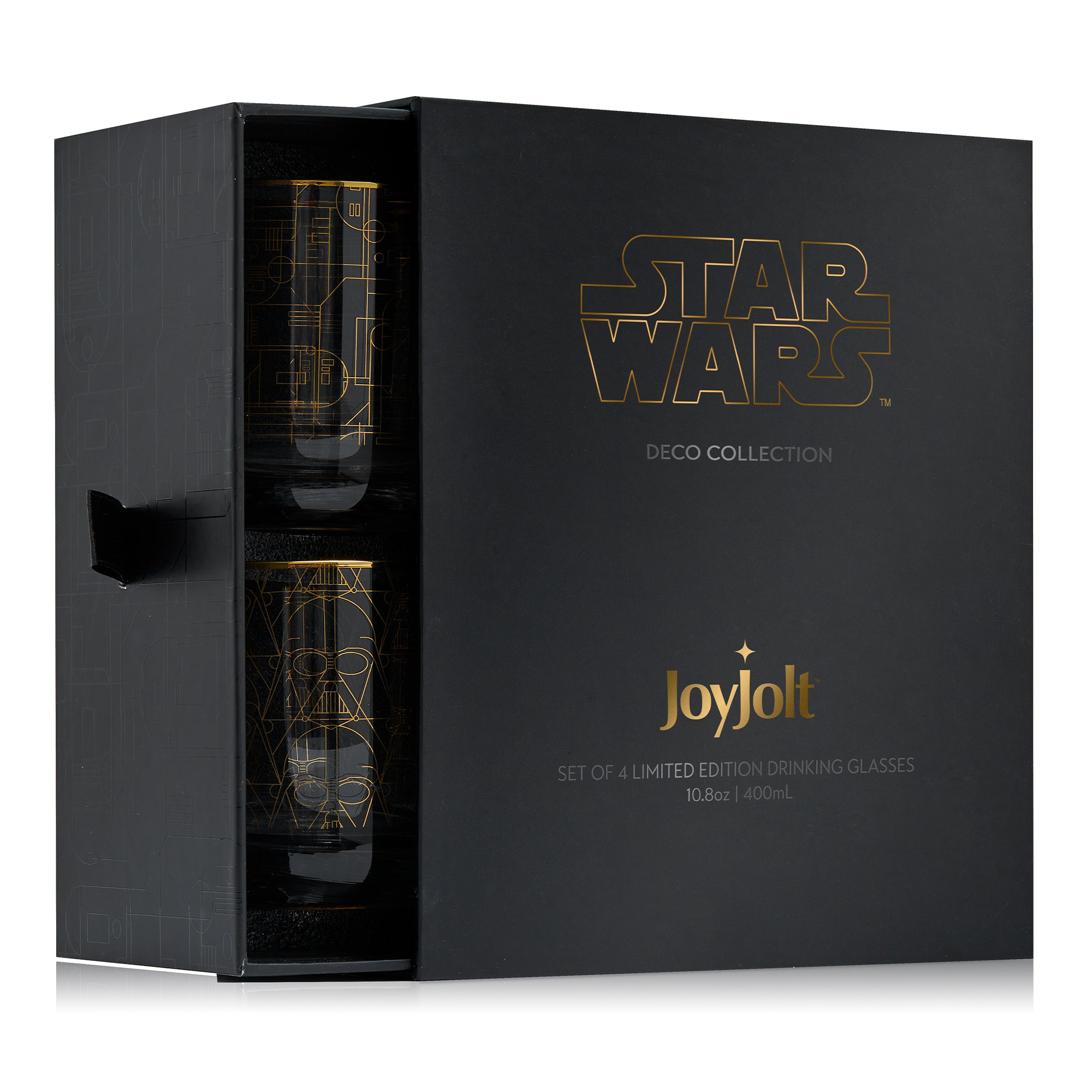 Star Wars Deco Collection double old fashion glass collector black box with gold printing.