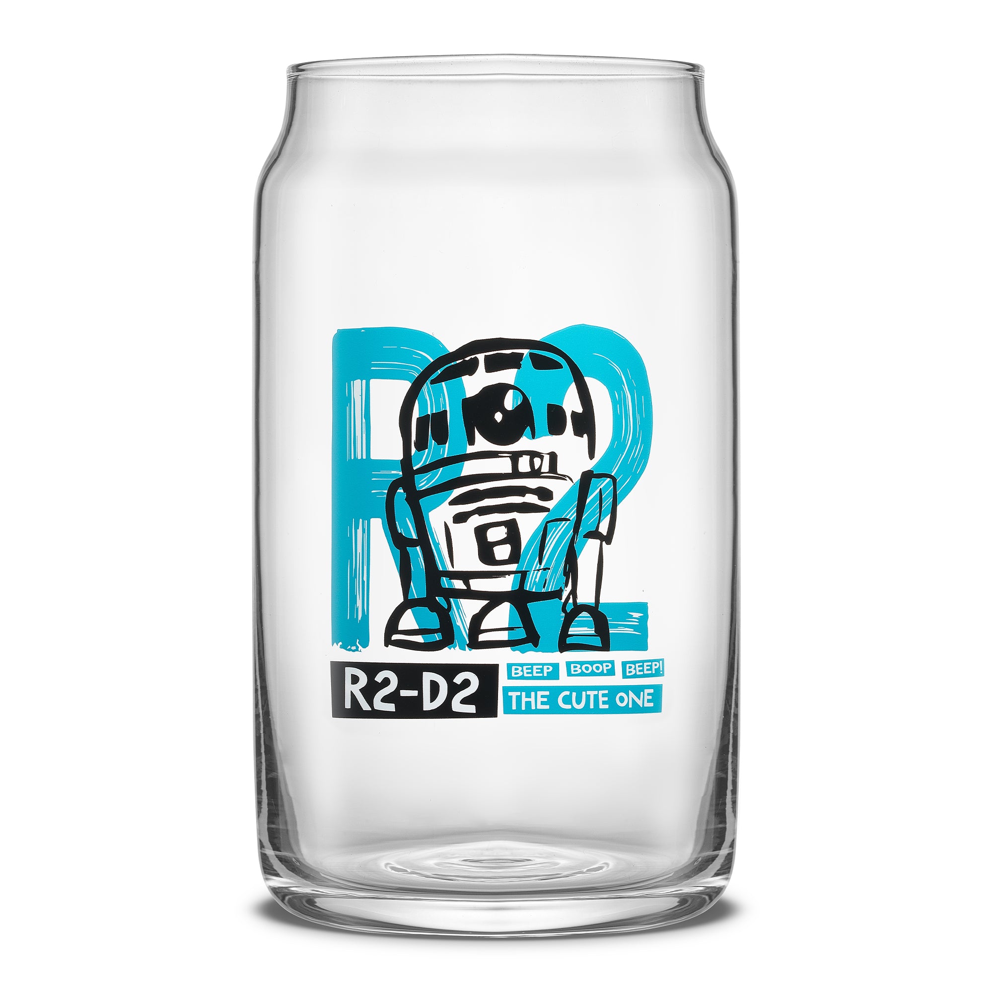 JoyJolt's Star Wars 'Now Playing' glass tumbler set, a must-have addition to any fan's drinkware collection. Featuring Darth R2-D2.