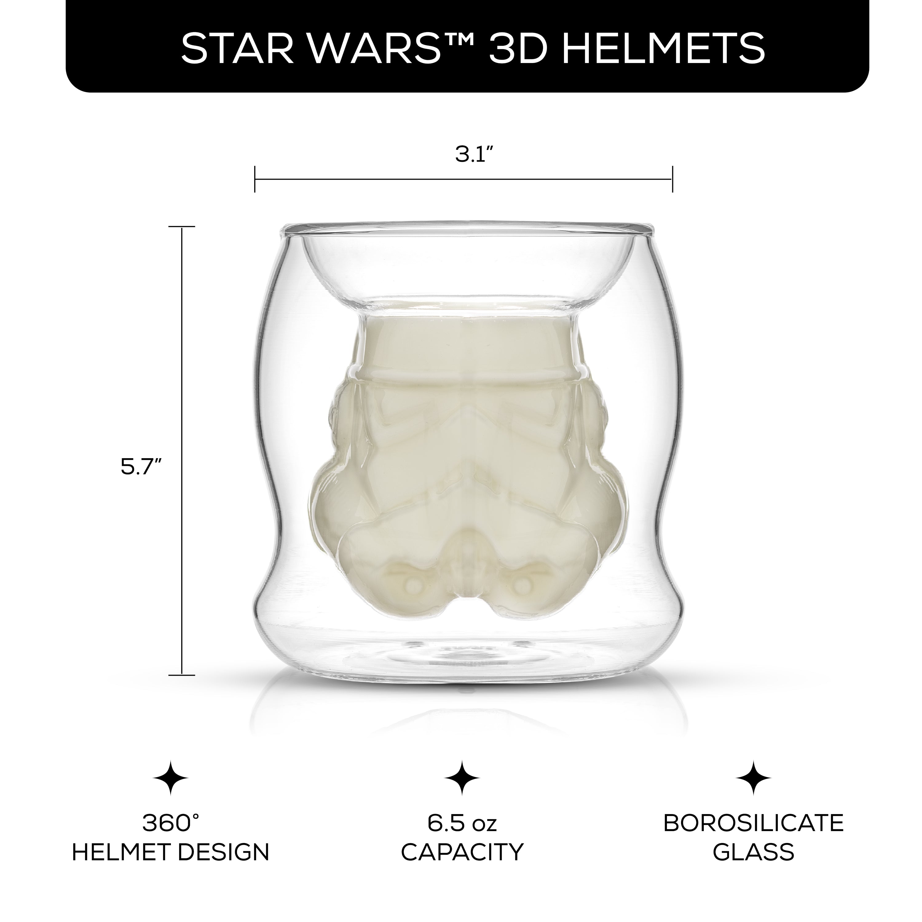 Star Wars™ Stormtrooper™ 3D Helmet Double Wall  Glass - 6.5 oz