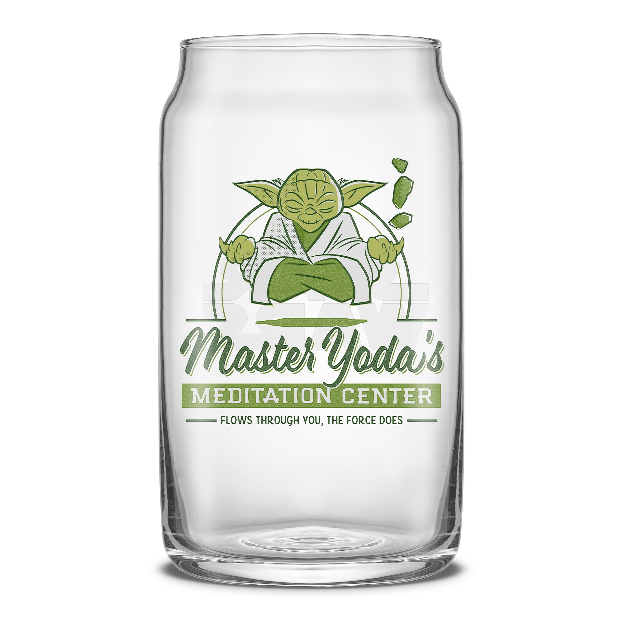 Retro-inspired Star Wars can-shaped drinking glasses featuring Master Yoda's Meditation Center.