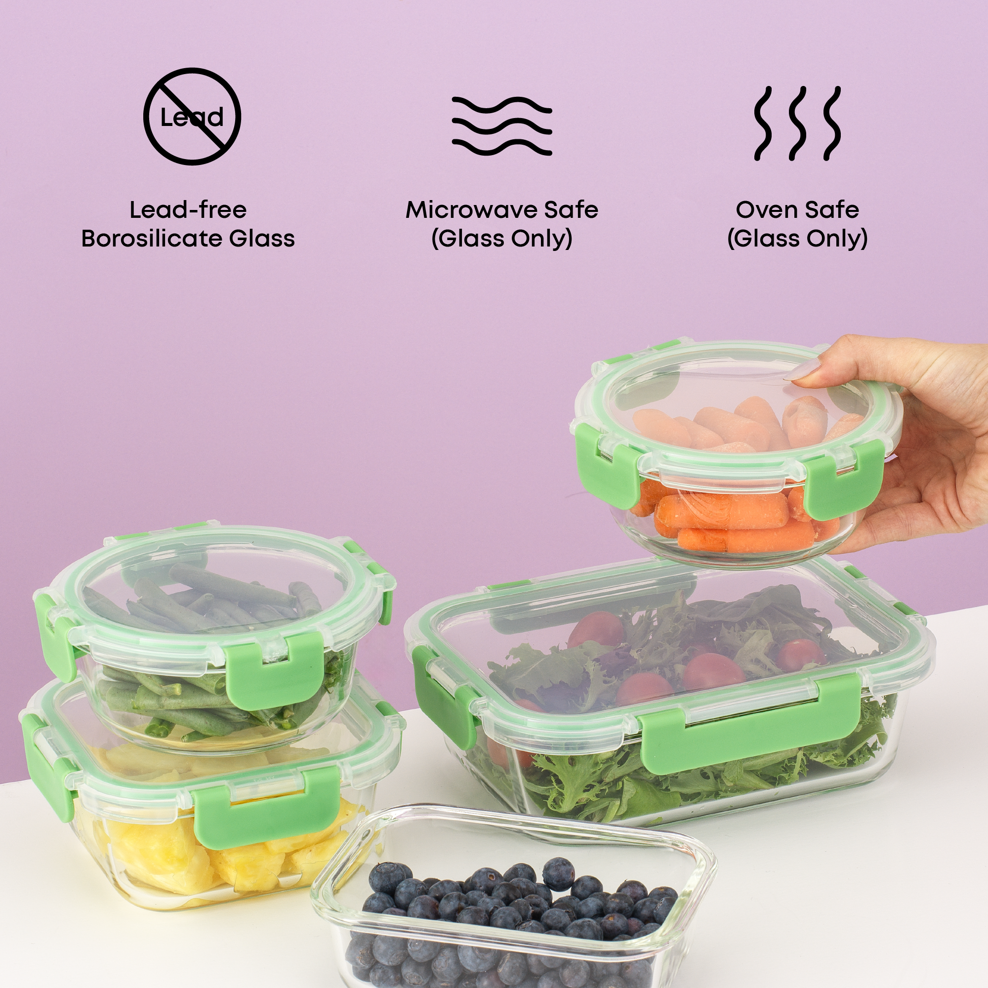 JoyFul 12 Glass Storage Containers with Leakproof Lids Set
