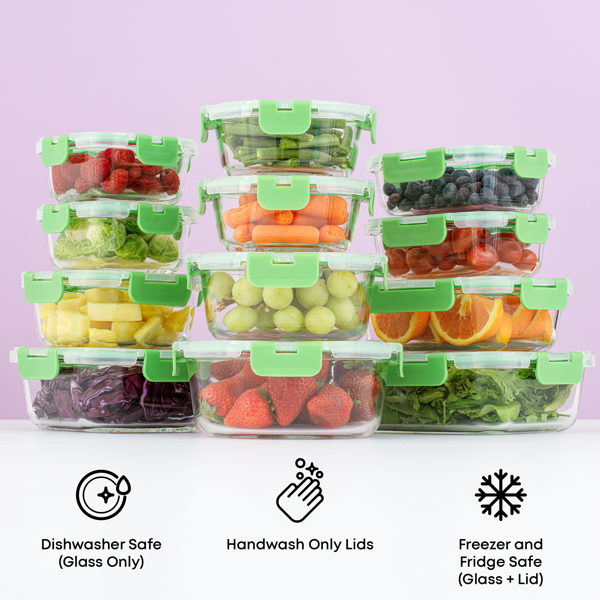 JoyFul 12 Glass Storage Containers with Leakproof Lids Set