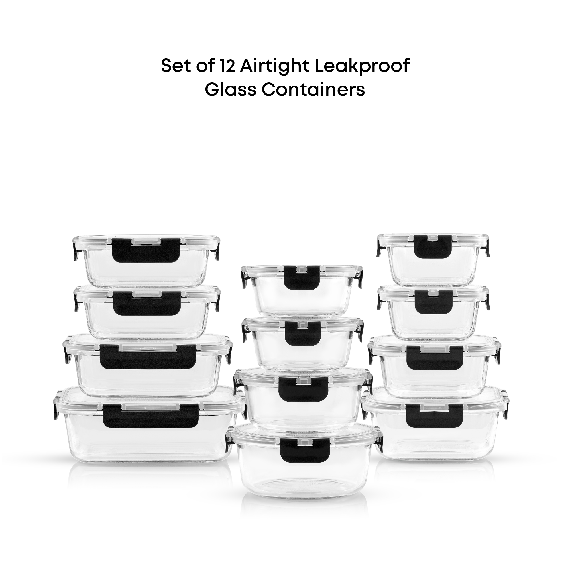 JoyFul 12 Glass Storage Containers with Leakproof Lids Set