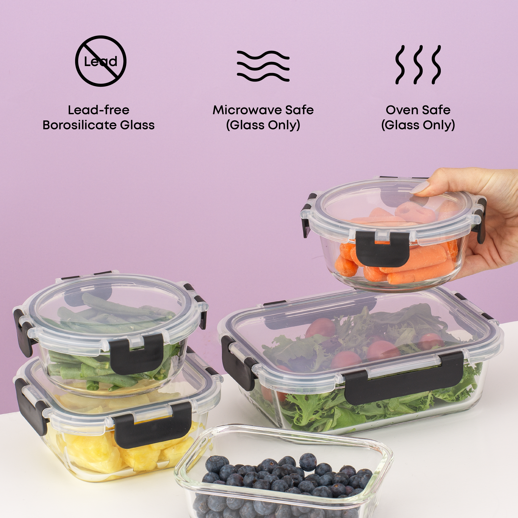 JoyFul 12 Glass Storage Containers with Leakproof Lids Set