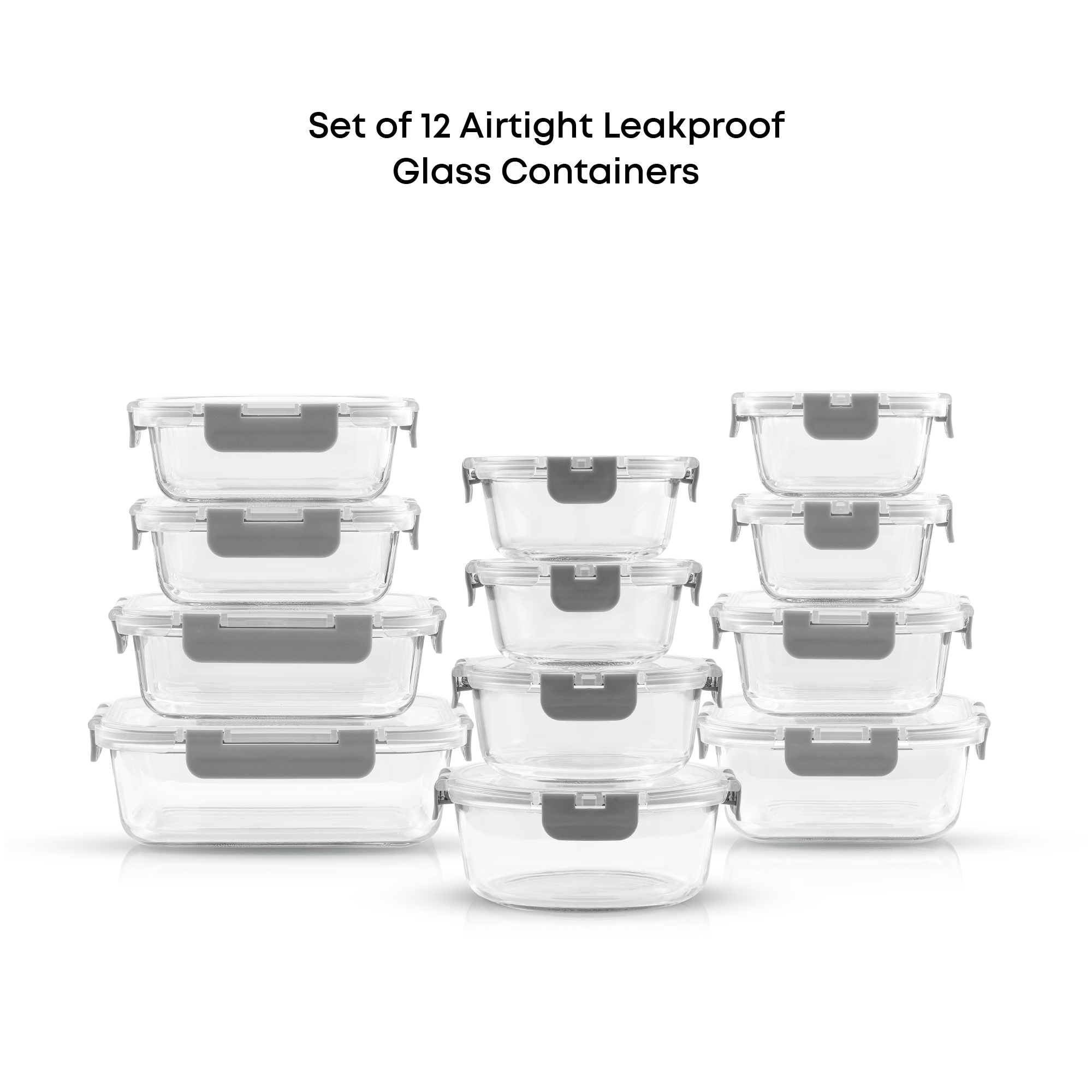 JoyFul 12 Glass Storage Containers with Leakproof Lids Set