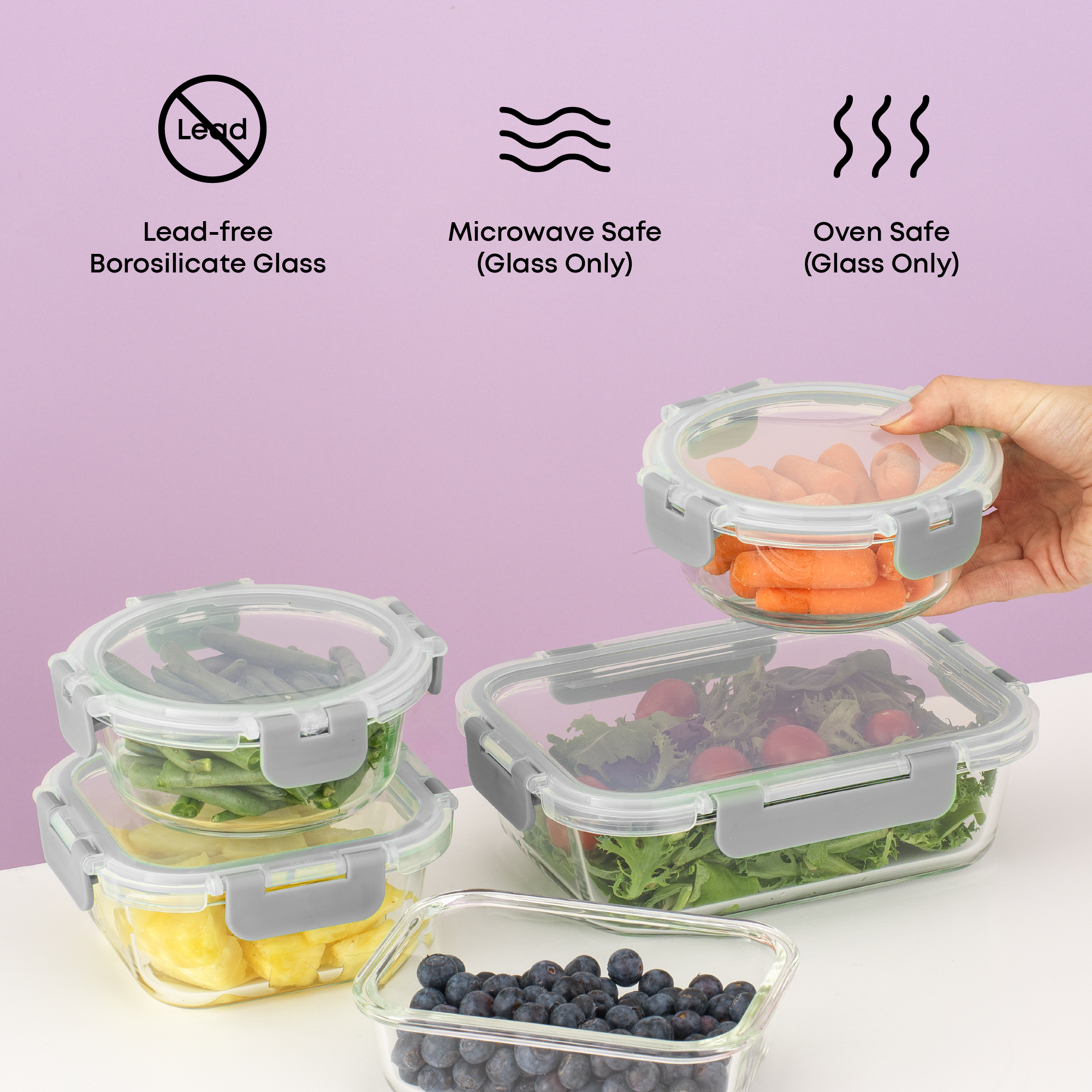 JoyFul 12 Glass Storage Containers with Leakproof Lids Set