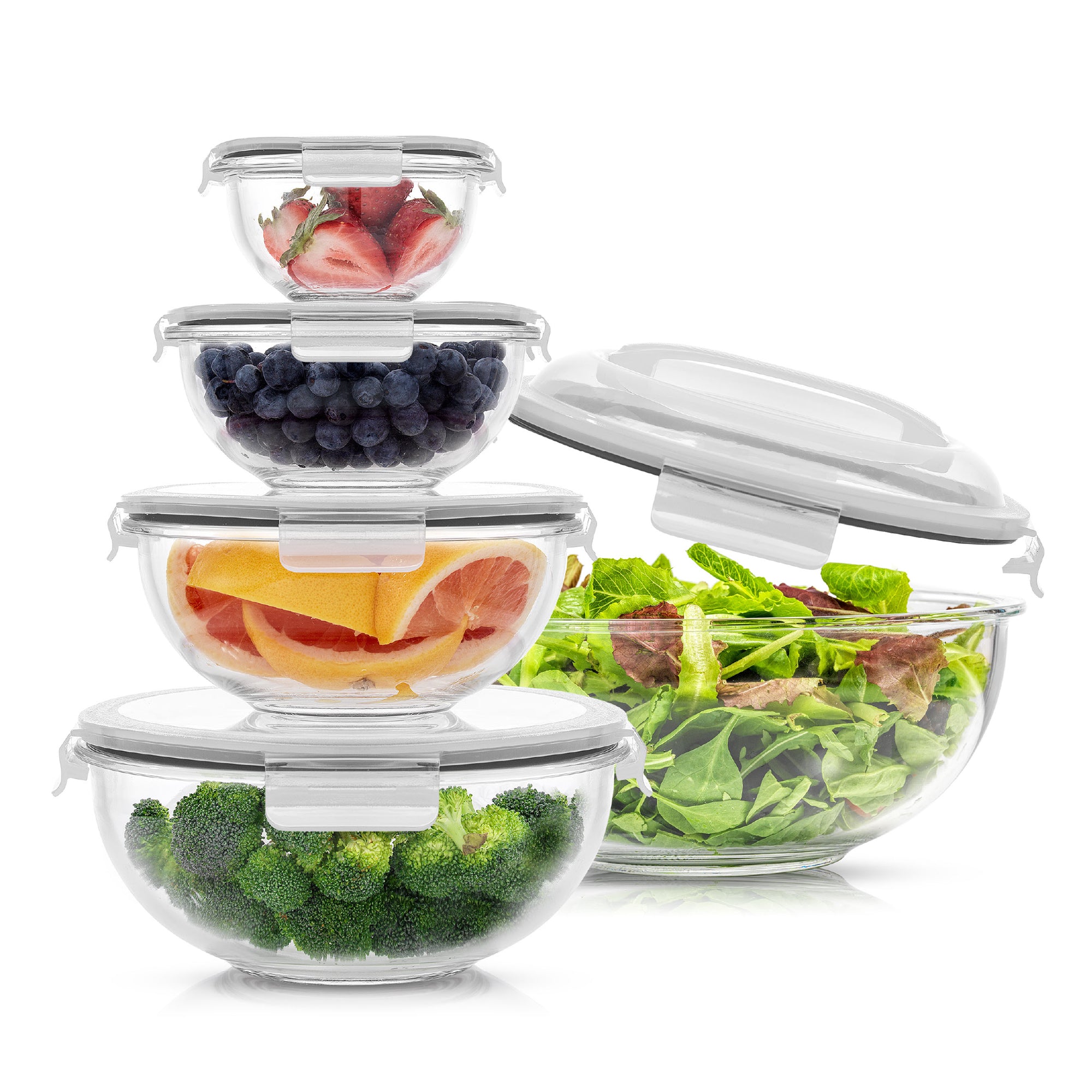 JoyFul Glass Mixing Bowl Set With Airtight Lids