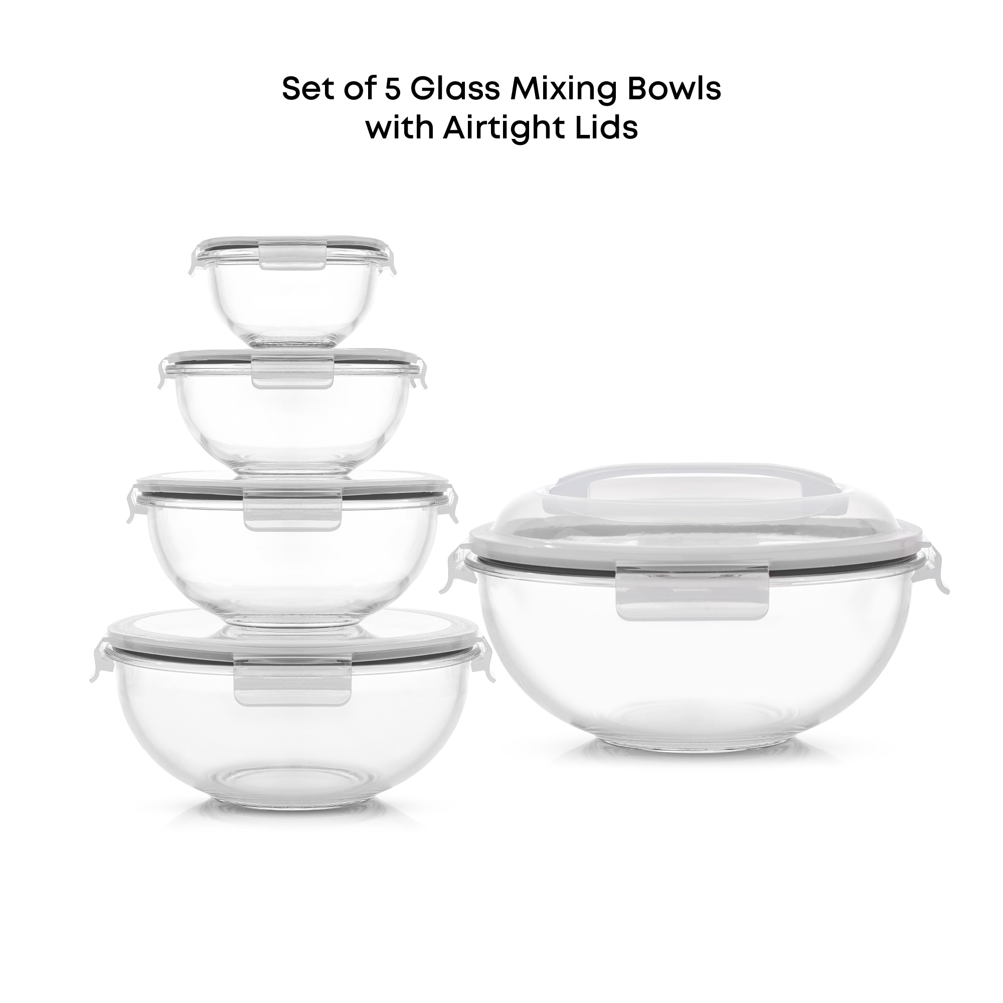 JoyFul Glass Mixing Bowl Set With Airtight Lids