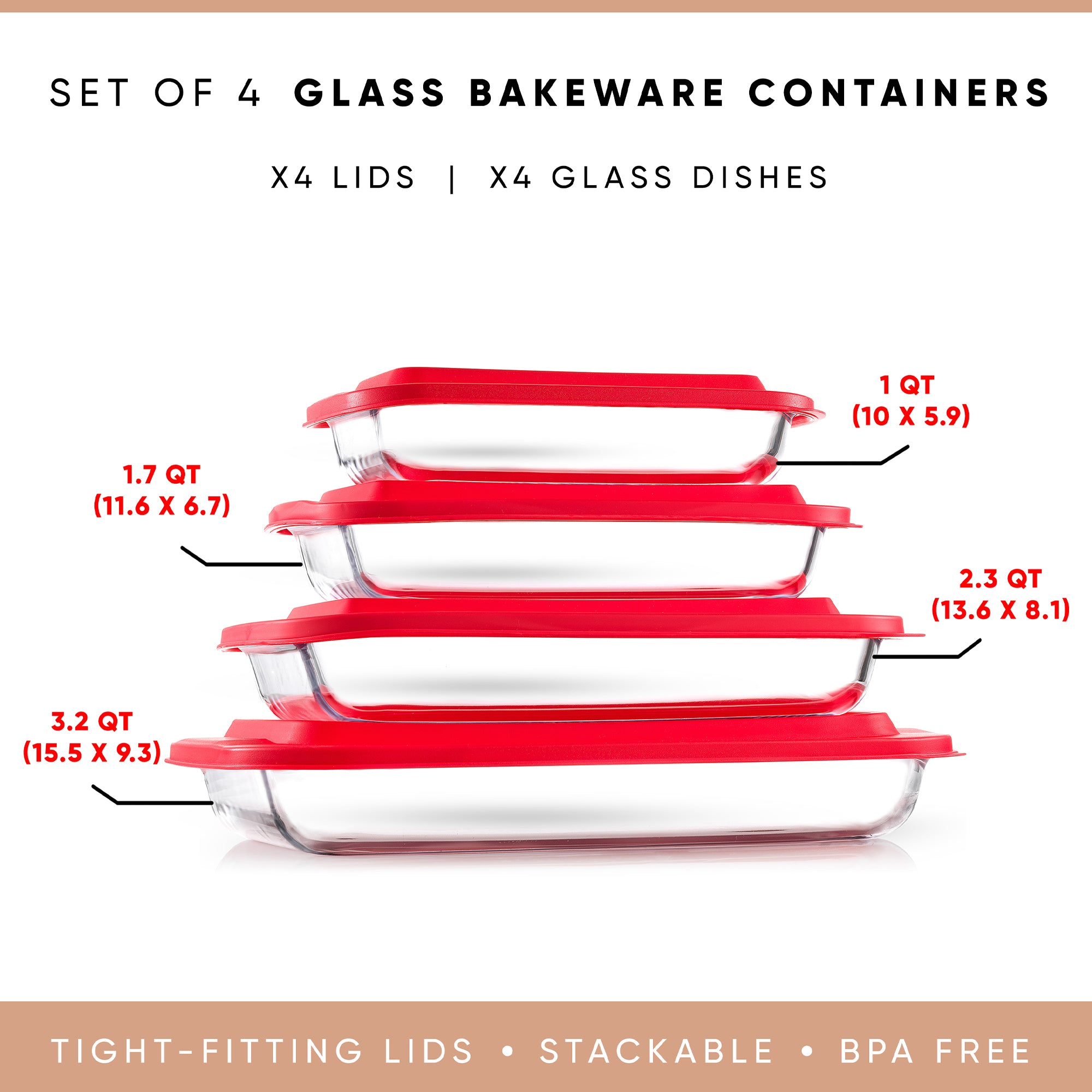 Borosilicate Glass Oven Dishes with Airtight Lids