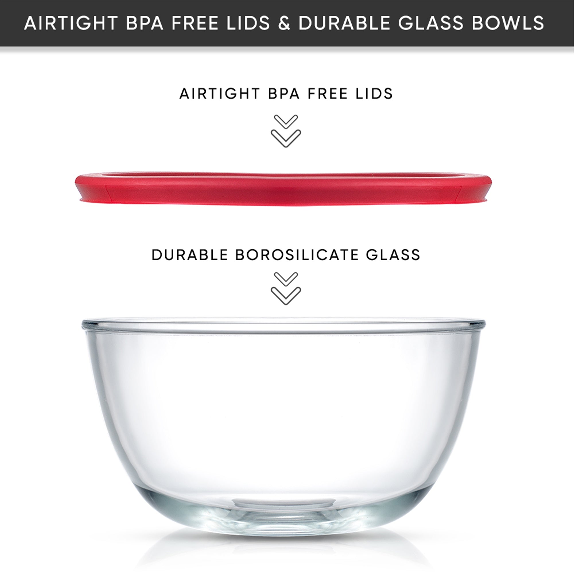 JoyFul Large Glass Mixing Bowls with Lids