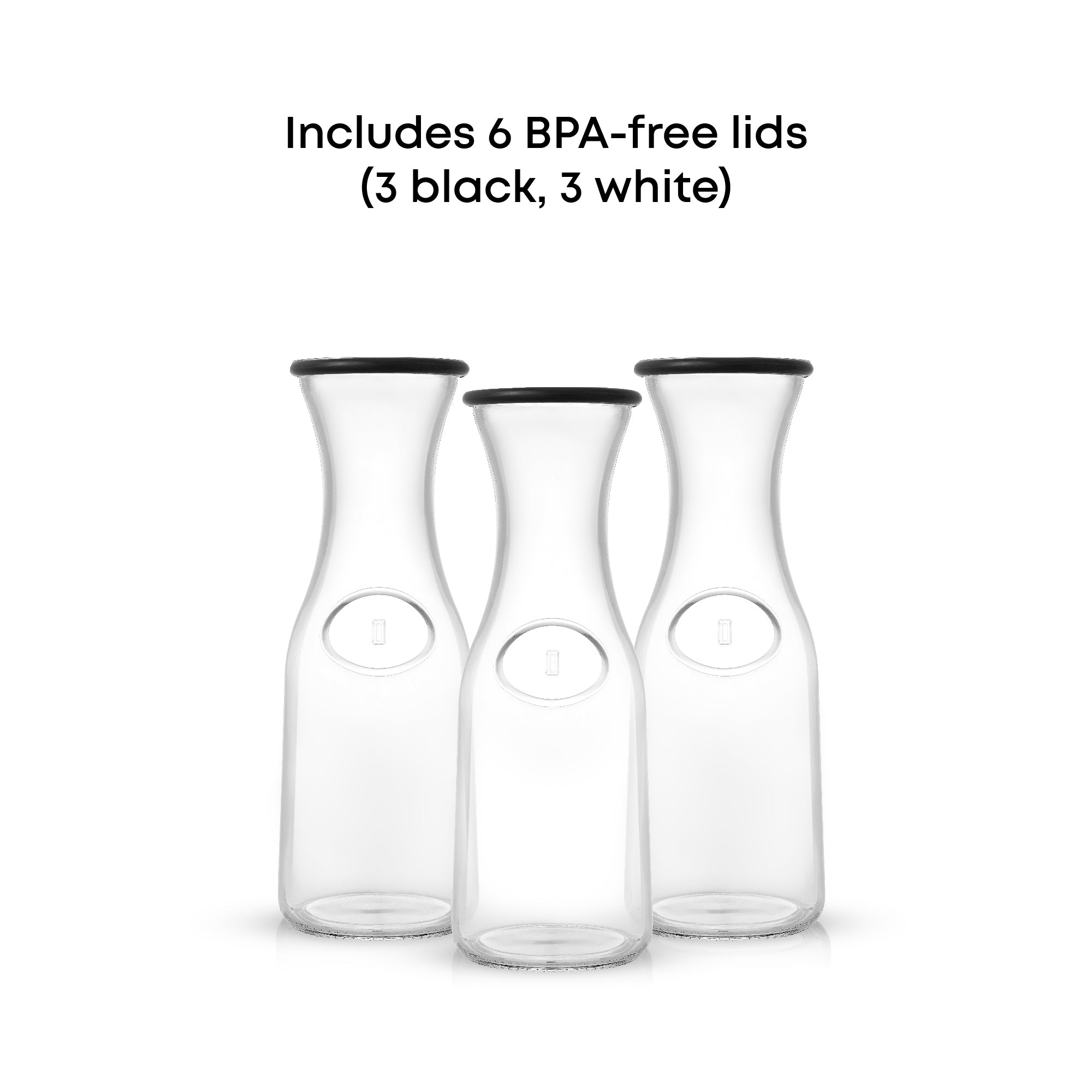 JoyJolt Hali Glass Carafe Bottle Pitcher with Lids