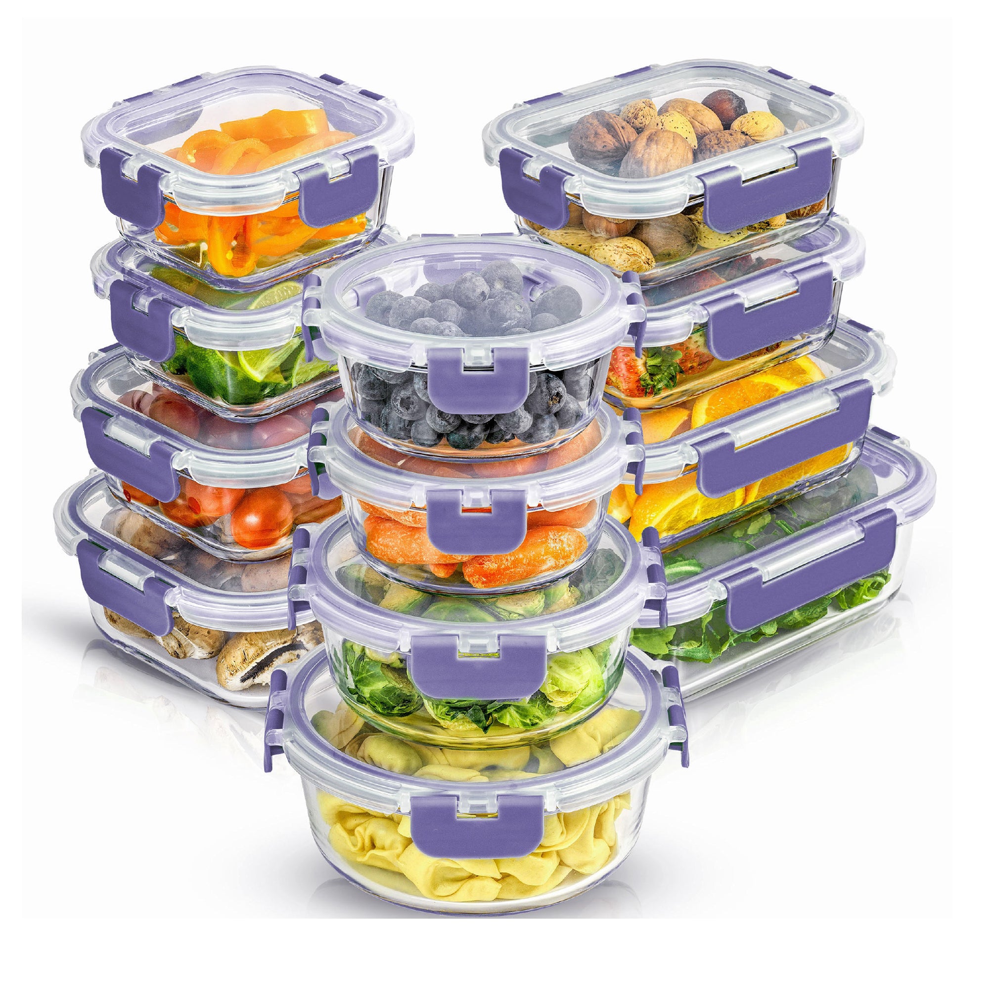 JoyFul 12 Glass Storage Containers with Leakproof Lids Set