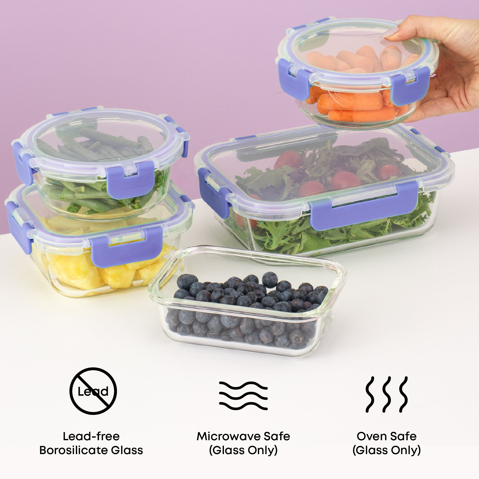 JoyFul 12 Glass Storage Containers with Leakproof Lids Set