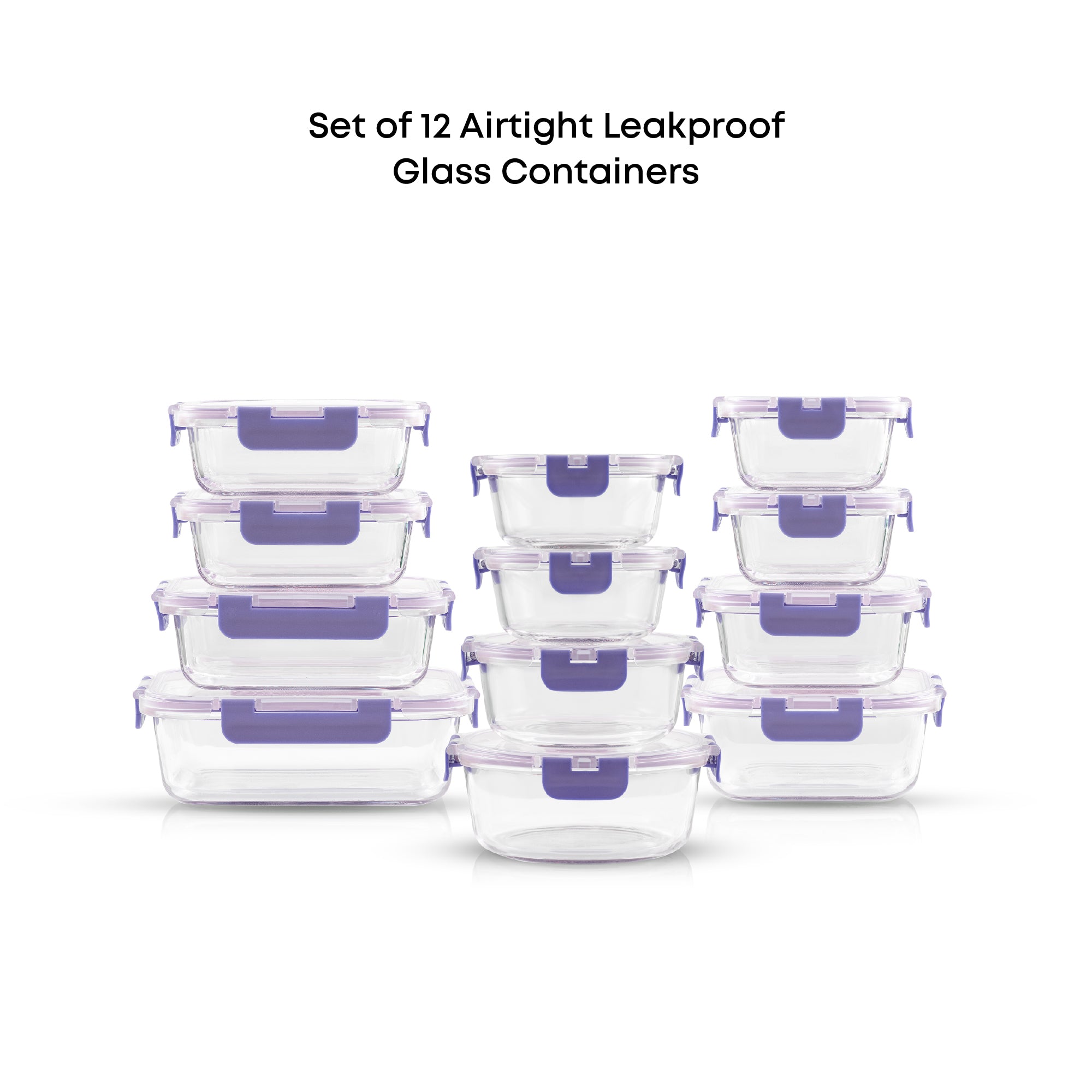 JoyFul 12 Glass Storage Containers with Leakproof Lids Set