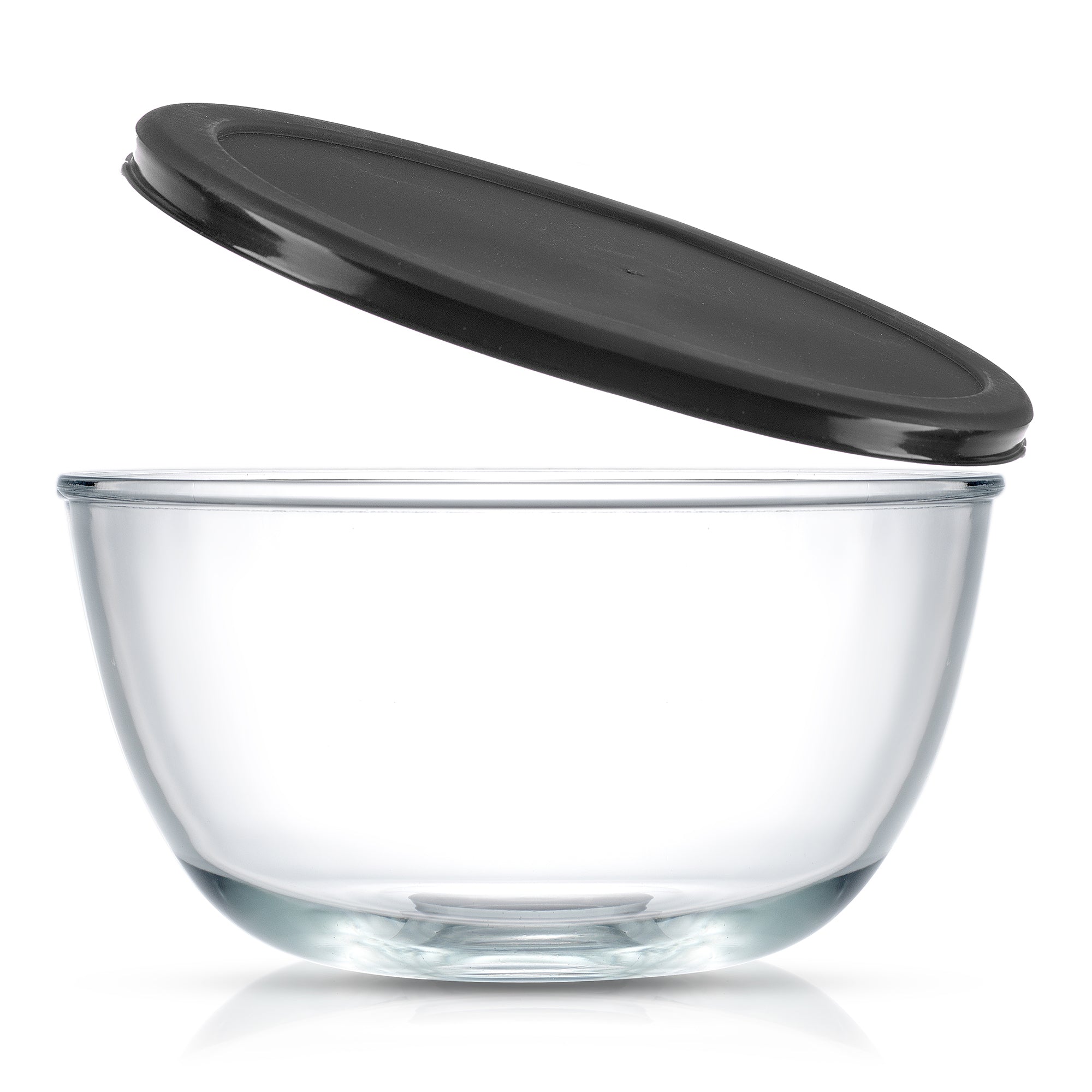 Glass bowl with black lid - JoyJolt 4 Large Glass Mixing Bowls With Lids.