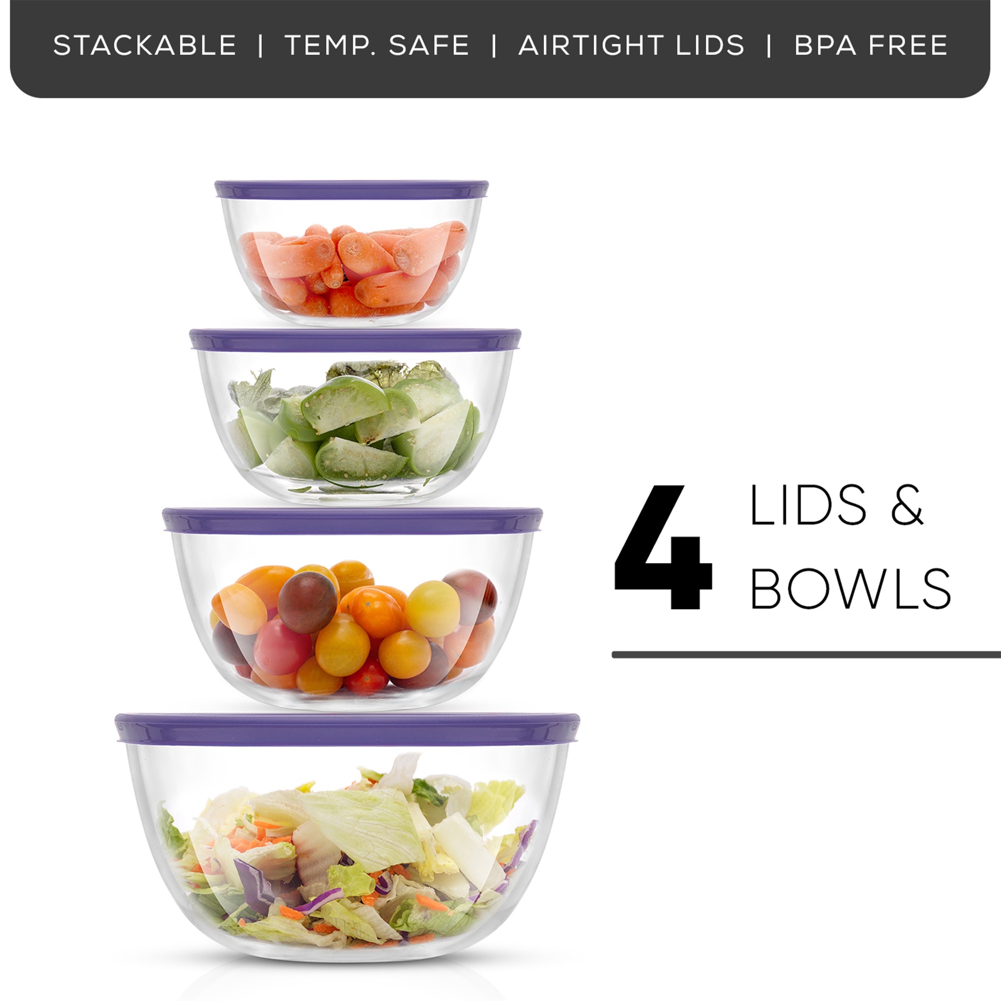 JoyFul Large Glass Mixing Bowls with Lids