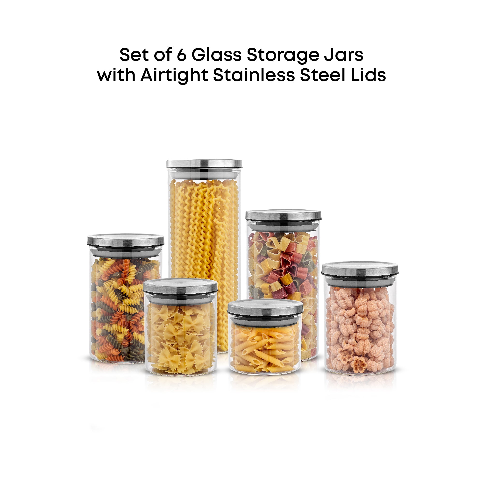 Glass Storage Jars with Airtight Lids Set