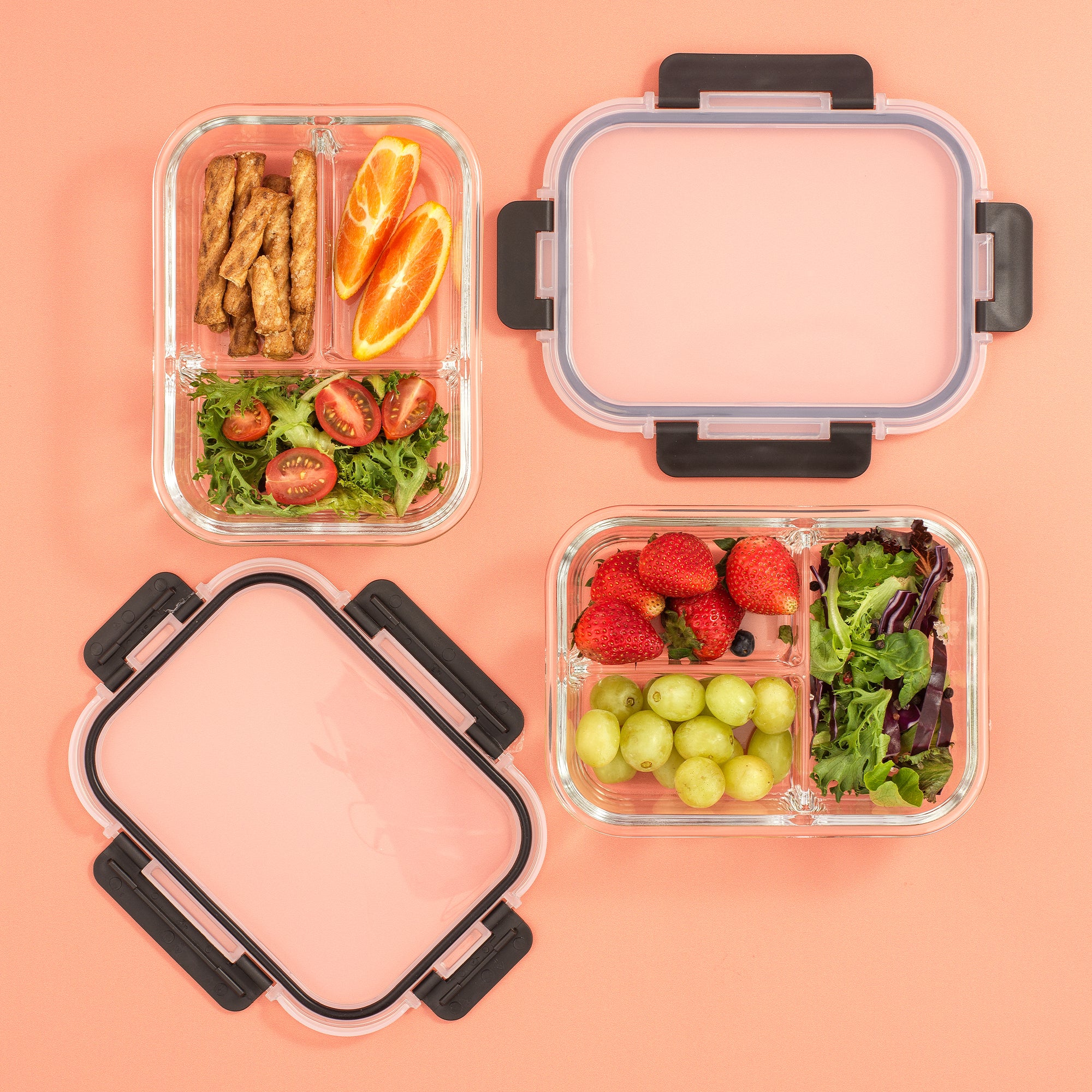 JoyJolt 3-Sectional Meal Prep Food Storage Containers