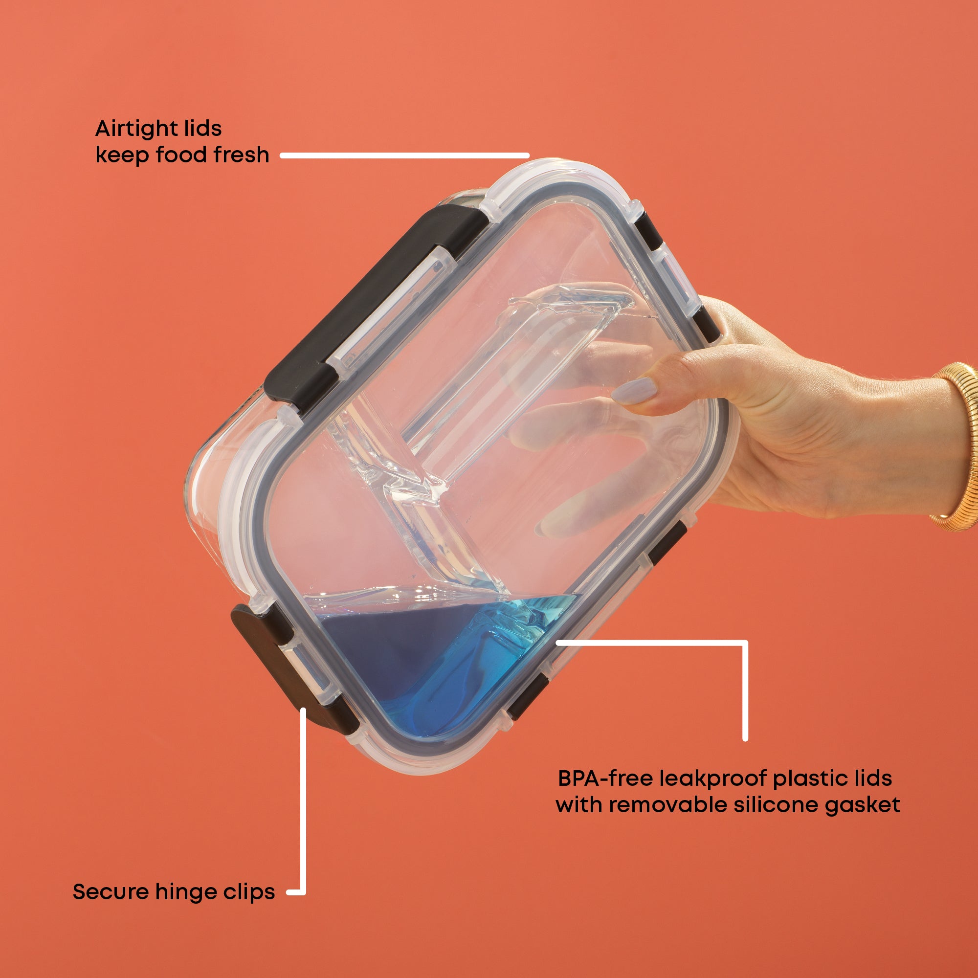 JoyJolt 3-Sectional Meal Prep Food Storage Containers