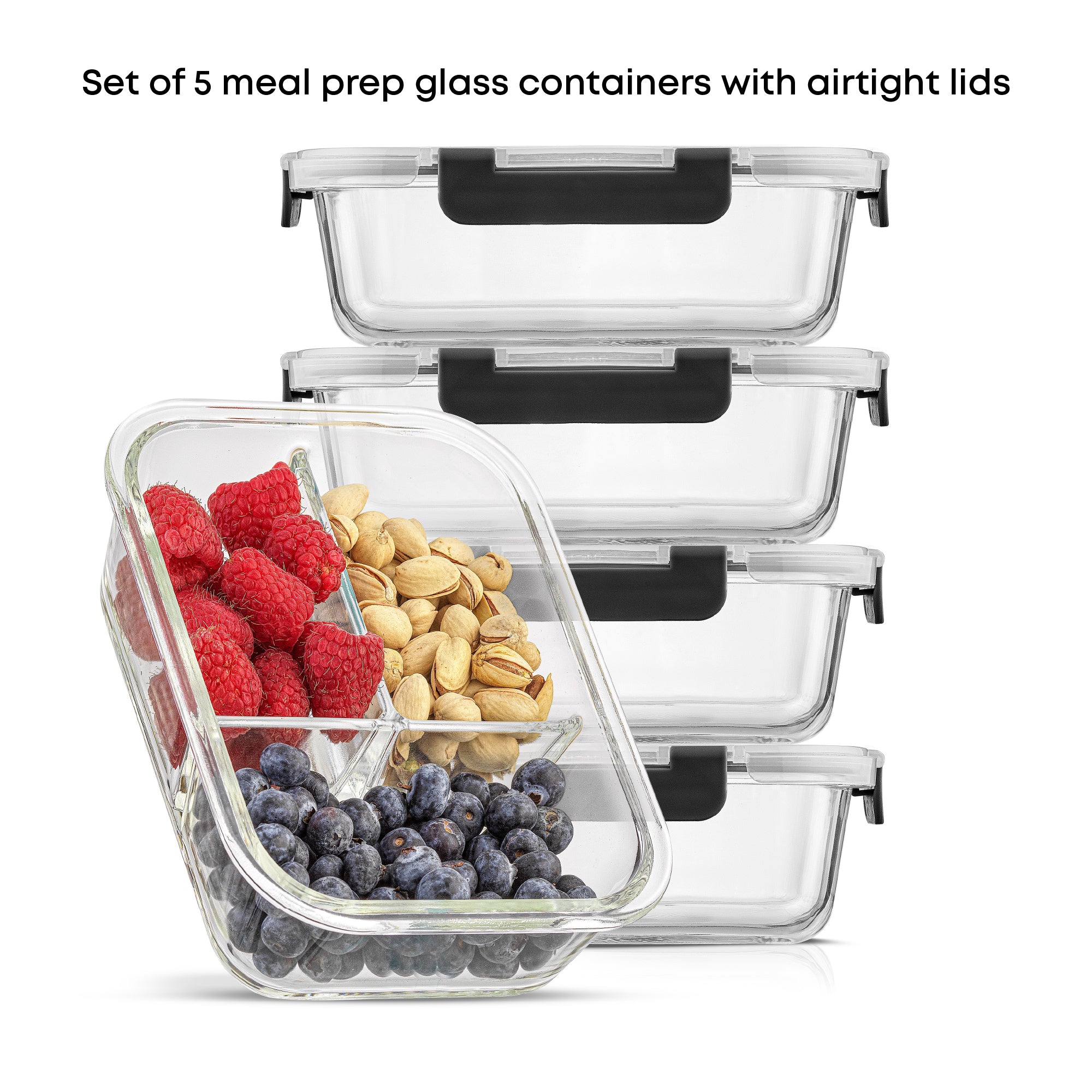 JoyJolt 3-Sectional Meal Prep Food Storage Containers