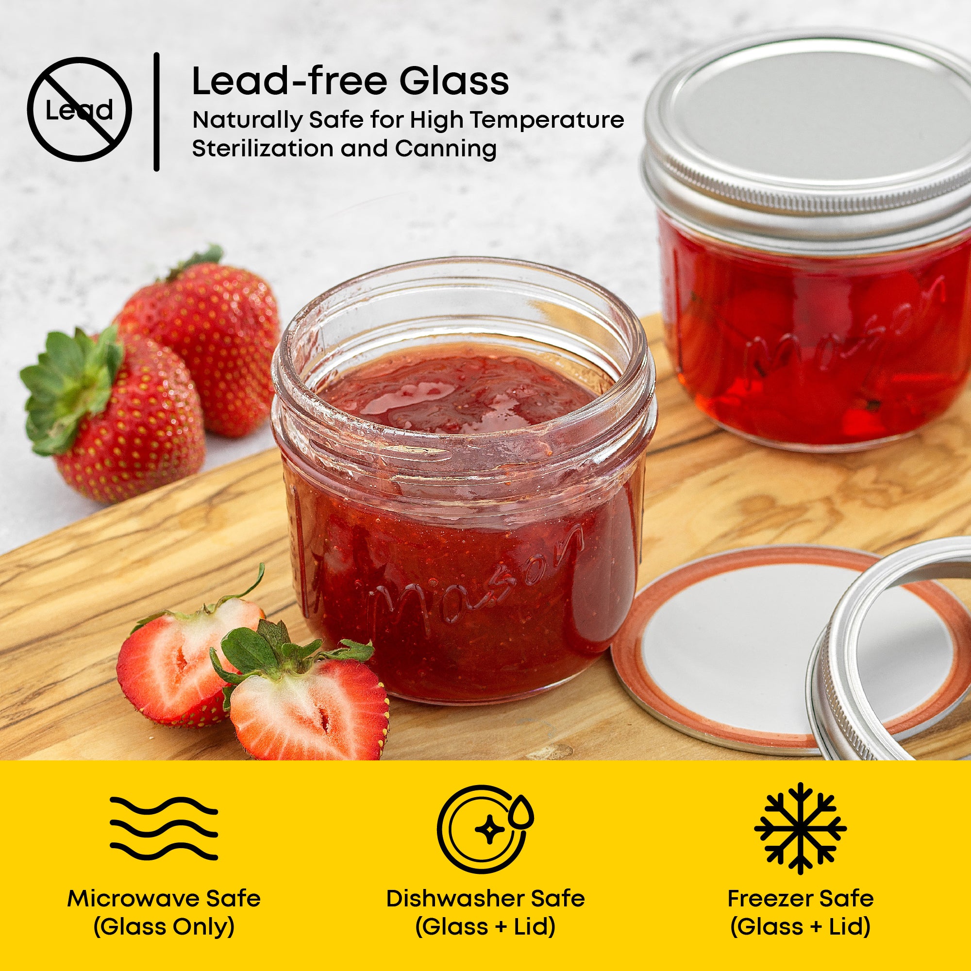 JoyJolt Mason Jars with Airtight Lids, Labels and Measures