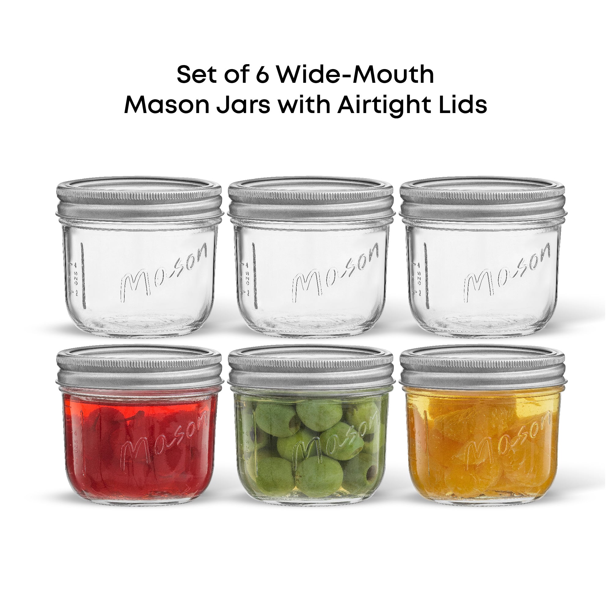 JoyJolt Mason Jars with Airtight Lids, Labels and Measures