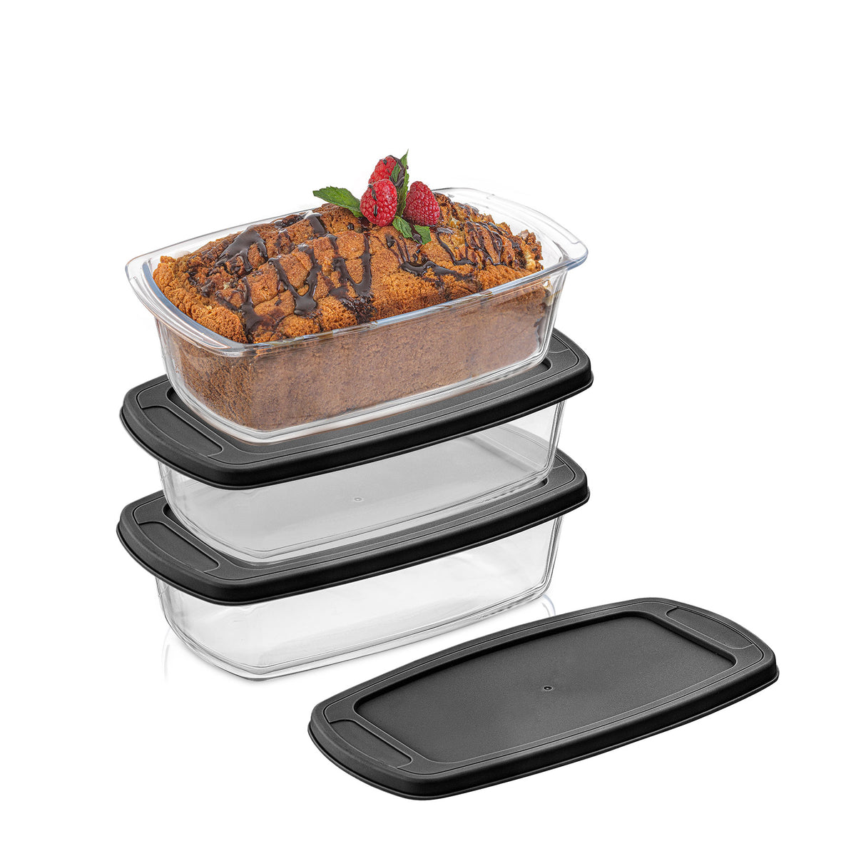 JoyJolt Glass Loaf Pans with Lids Set of 3