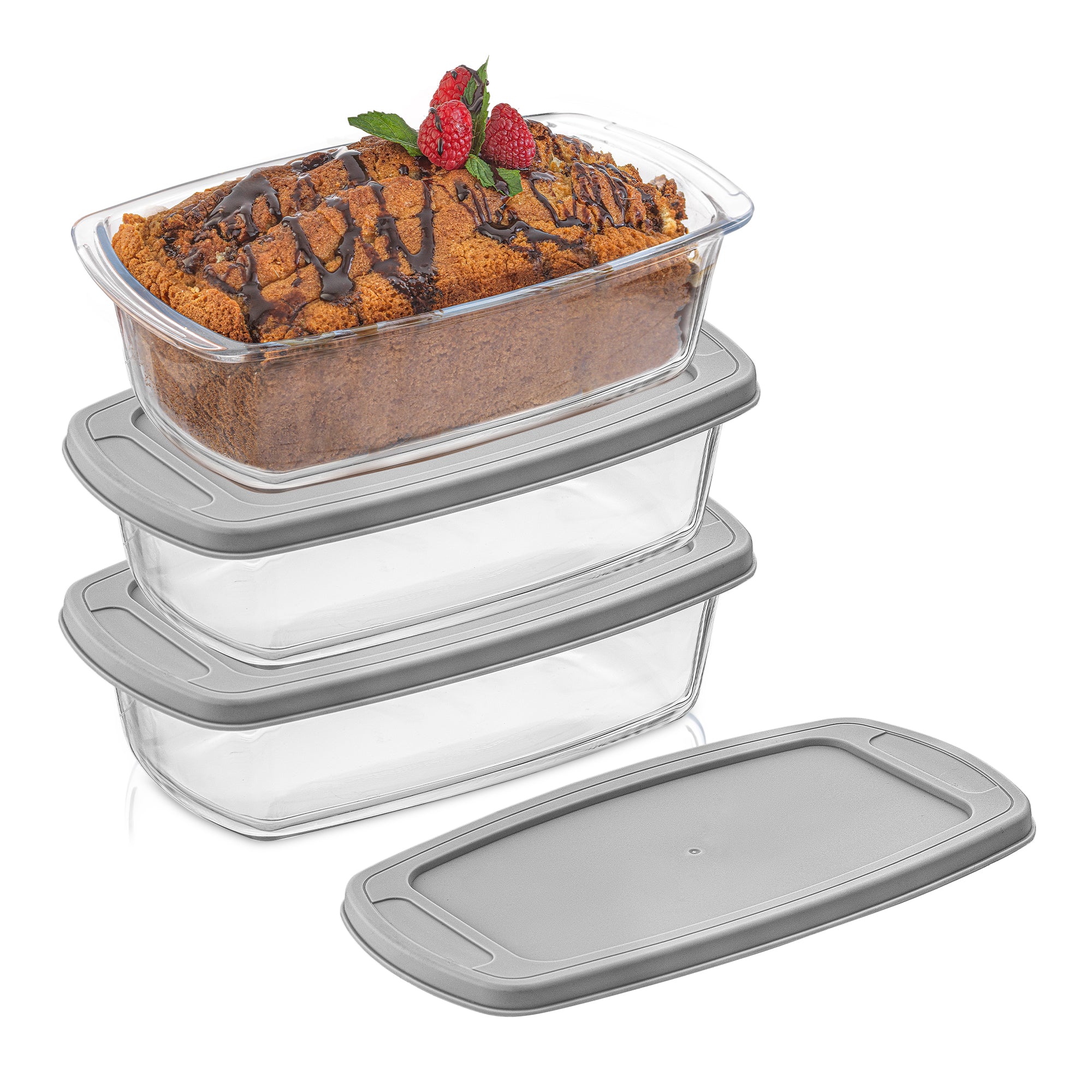 JoyJolt Glass Loaf Pans with Lids Set