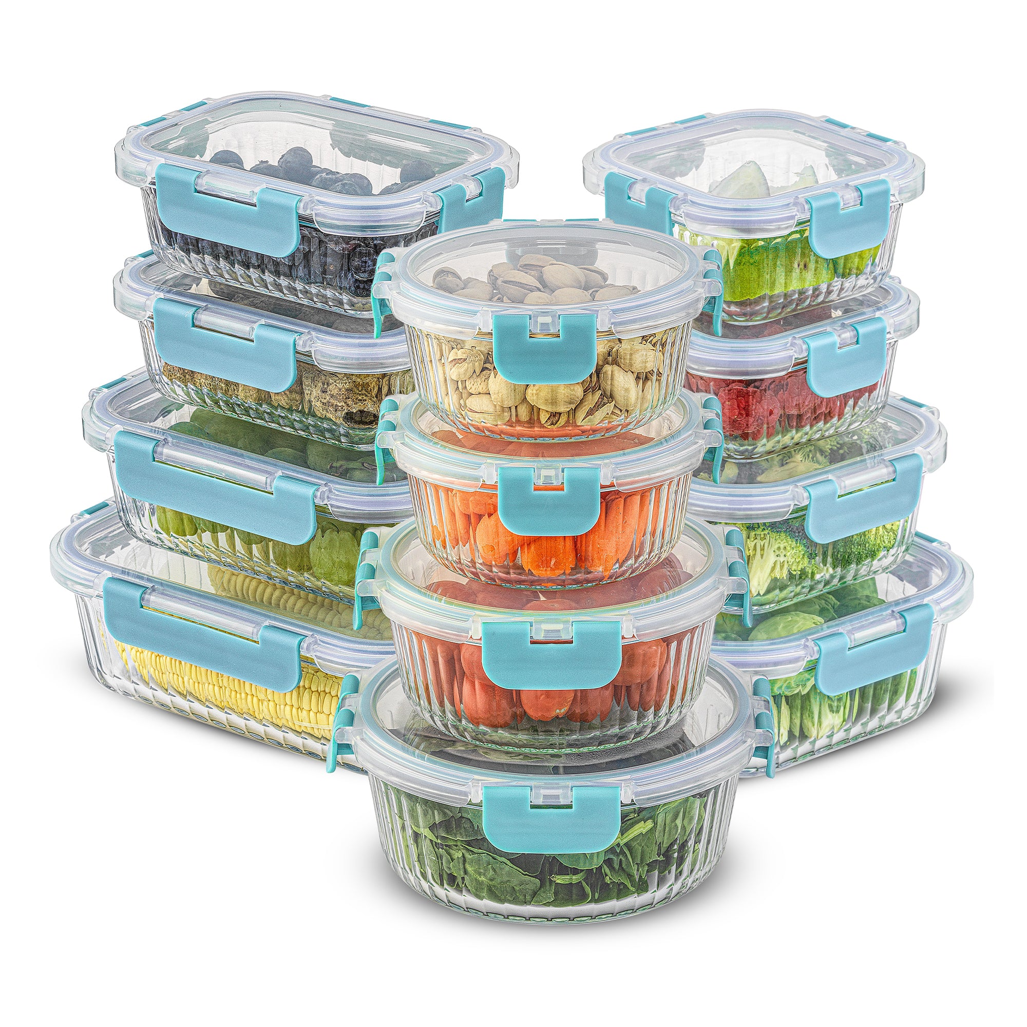 JoyJolt 12 Fluted Glass Containers & Leakproof Lids