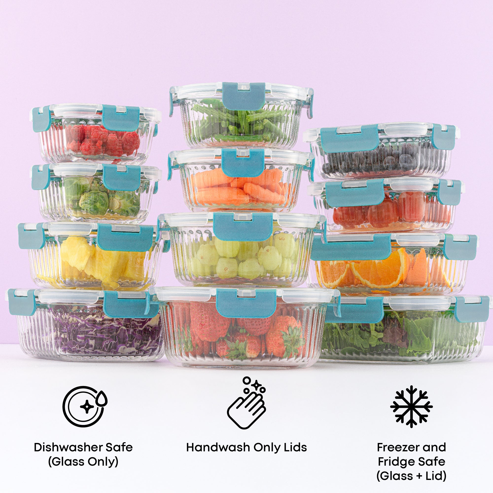 JoyJolt 12 Fluted Glass Containers & Leakproof Lids