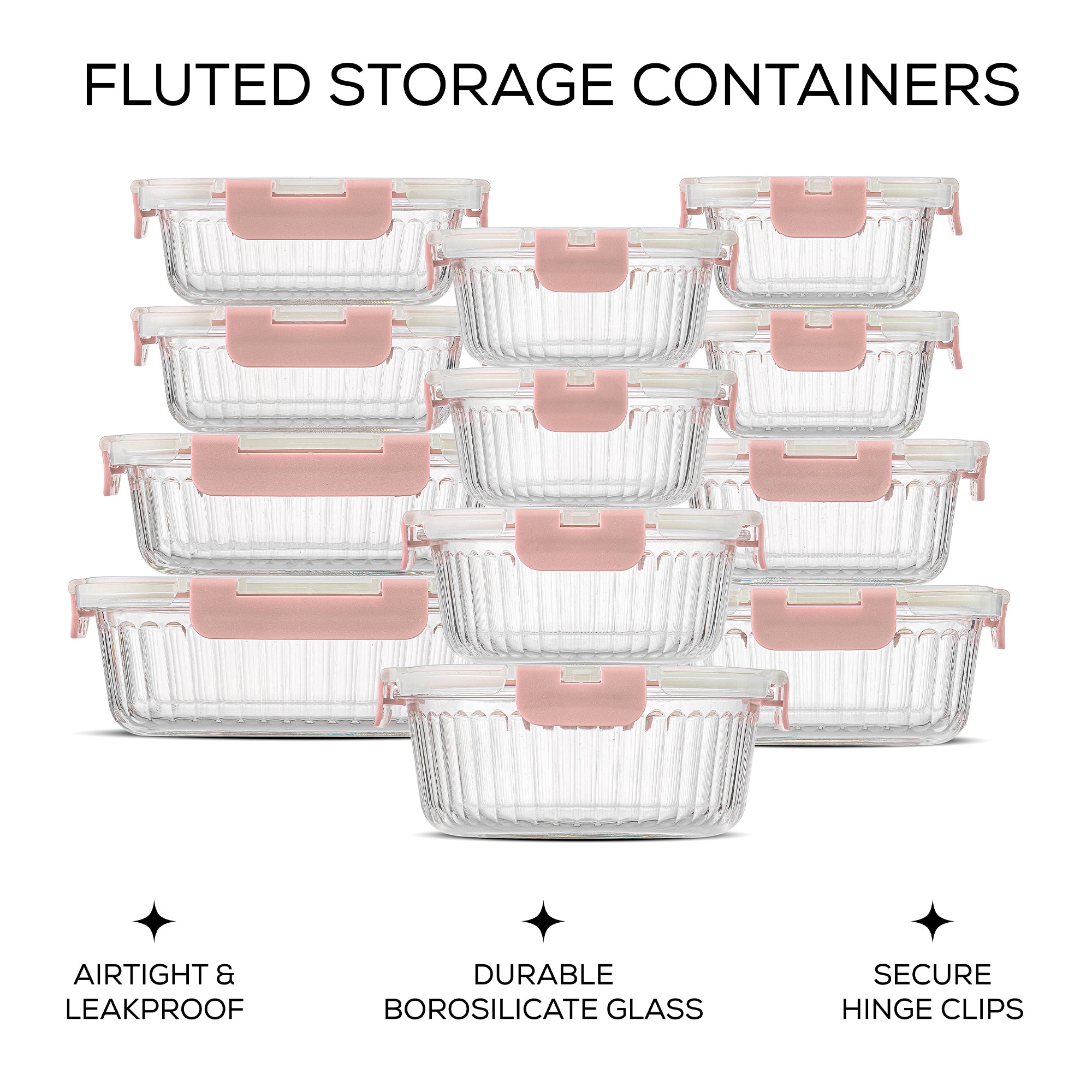 JoyJolt 12 Fluted Glass Containers & Leakproof Lids