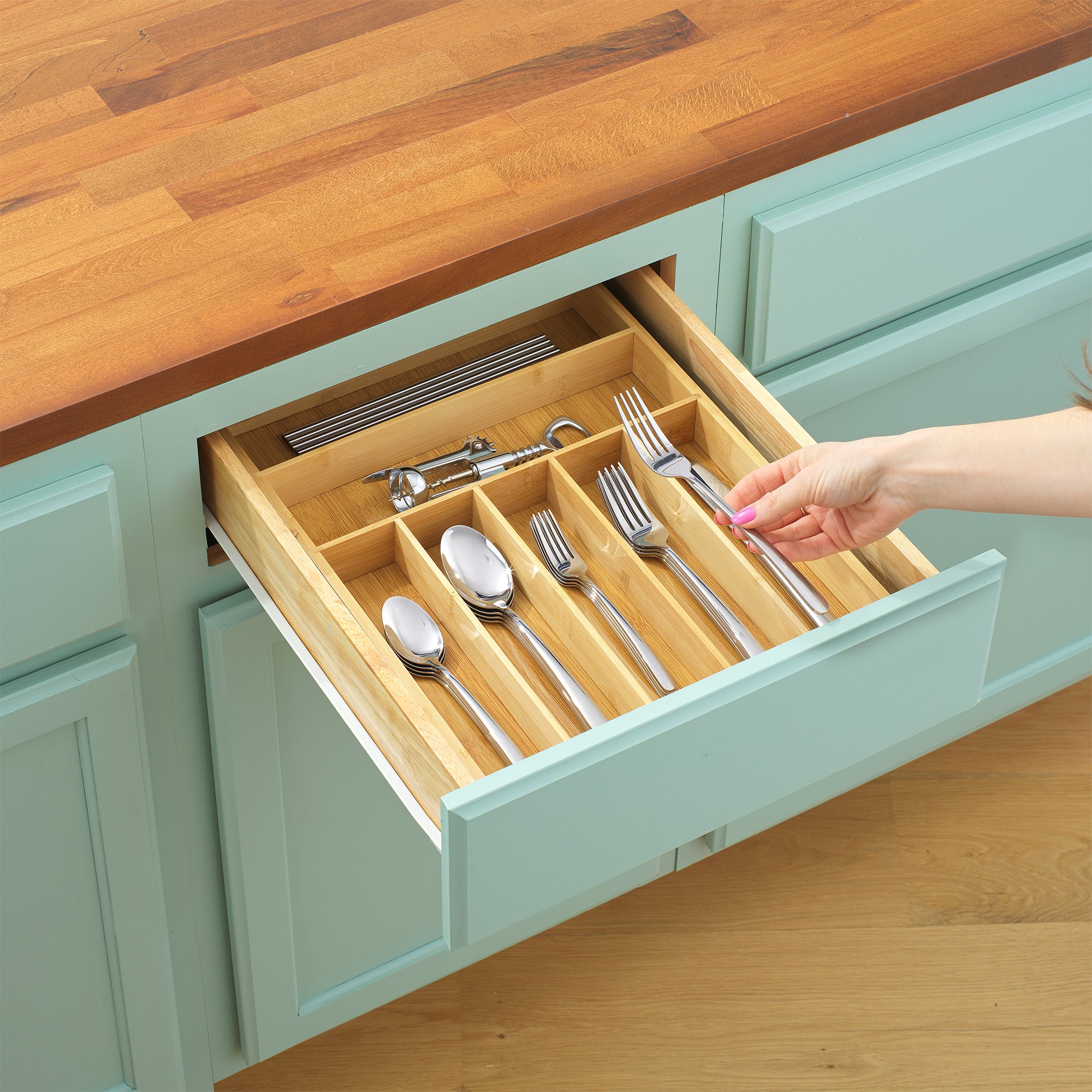7 Compartment Bamboo Drawer Organizer