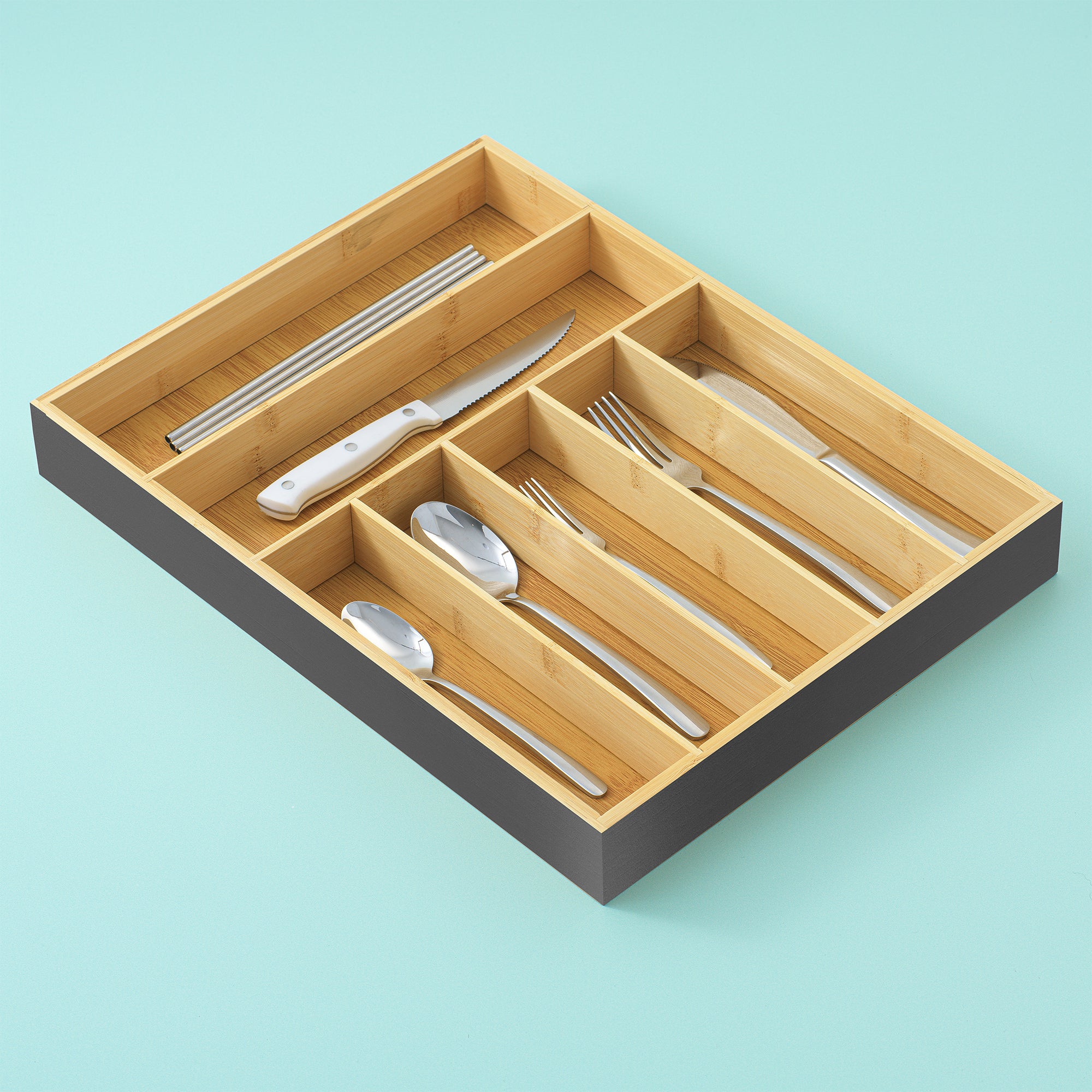 7 Compartment Bamboo Drawer Organizer