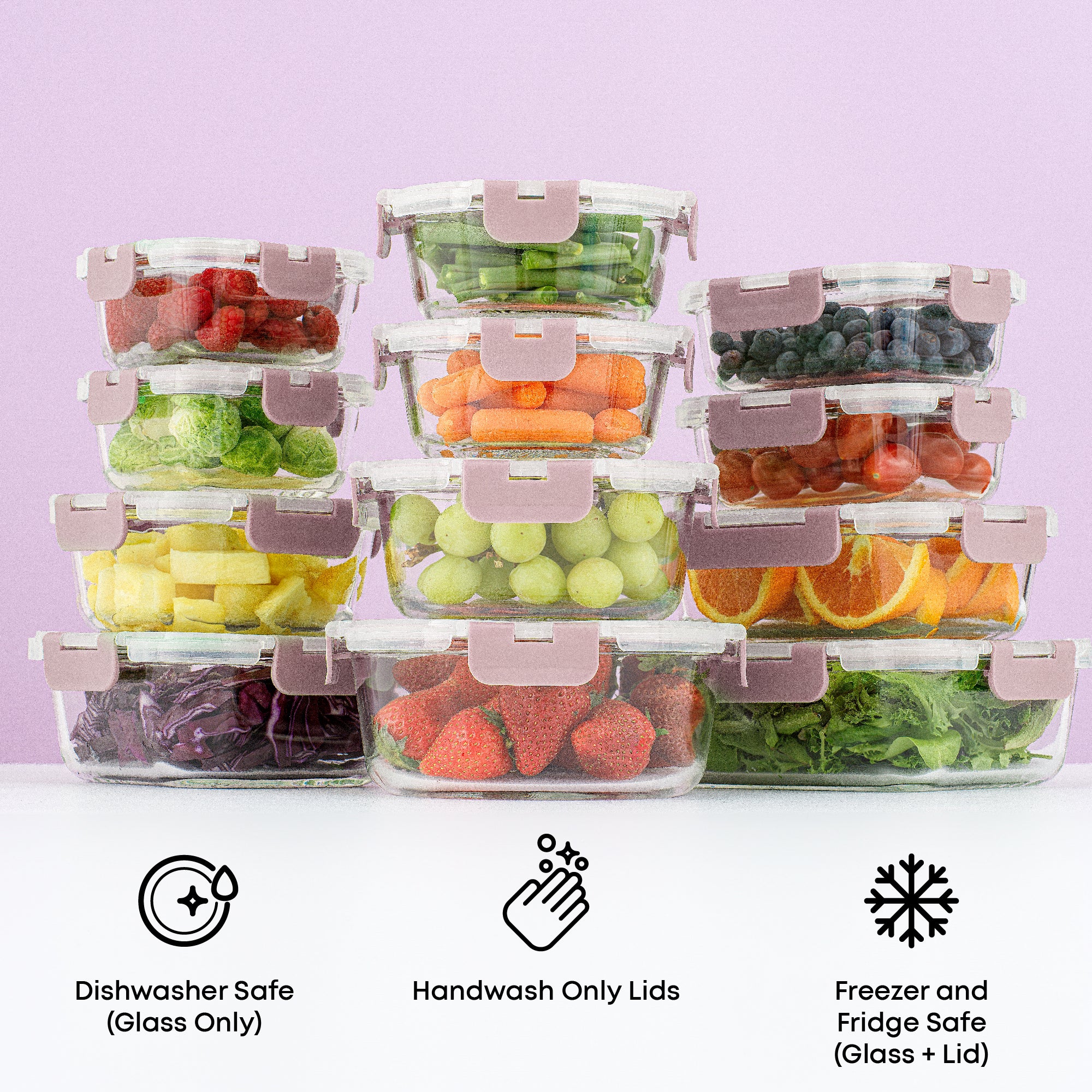 JoyFul 12 Glass Storage Containers with Leakproof Lids Set