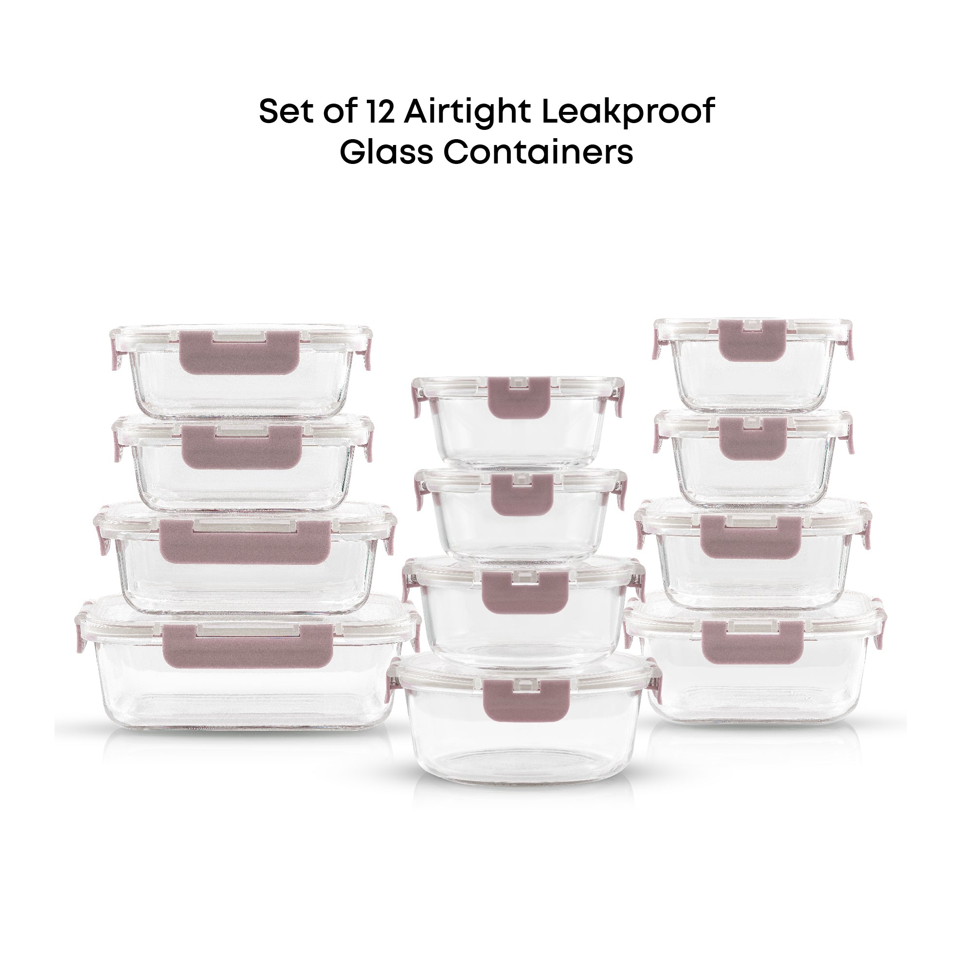 JoyFul 12 Glass Storage Containers with Leakproof Lids Set