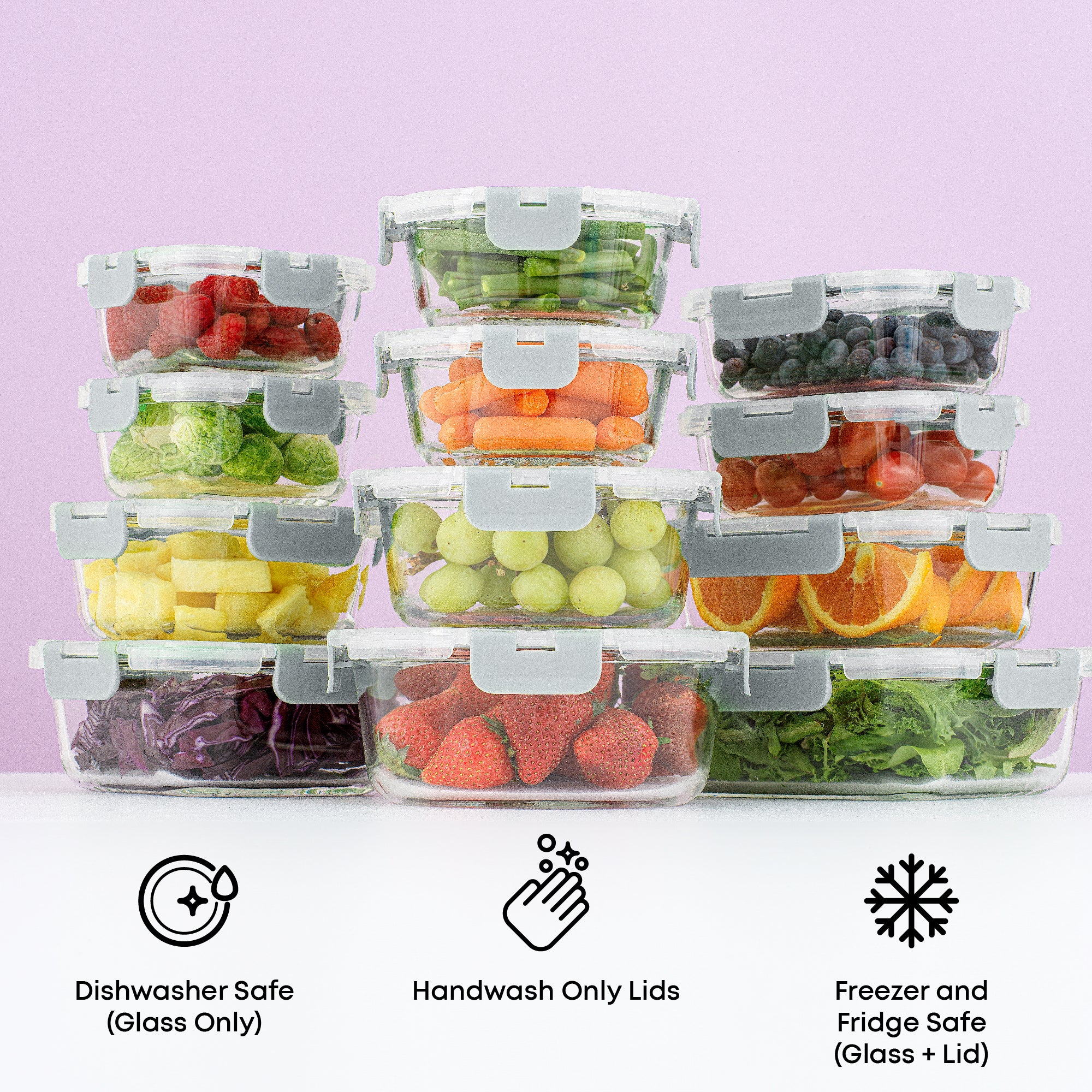 JoyFul 12 Glass Storage Containers with Leakproof Lids Set