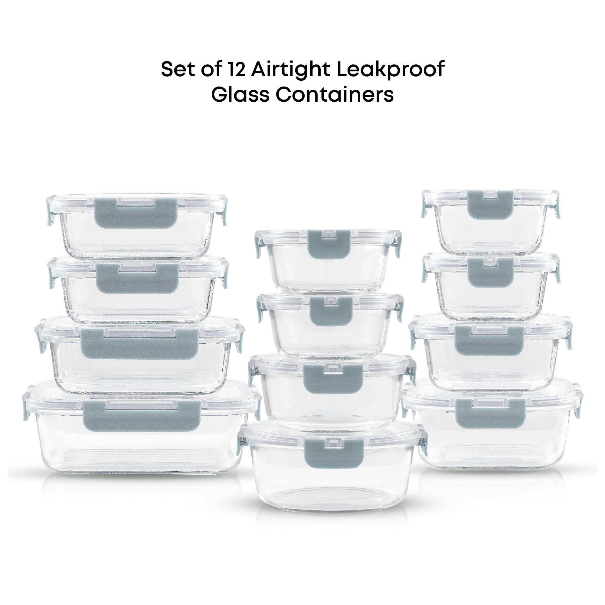 JoyFul 12 Glass Storage Containers with Leakproof Lids Set